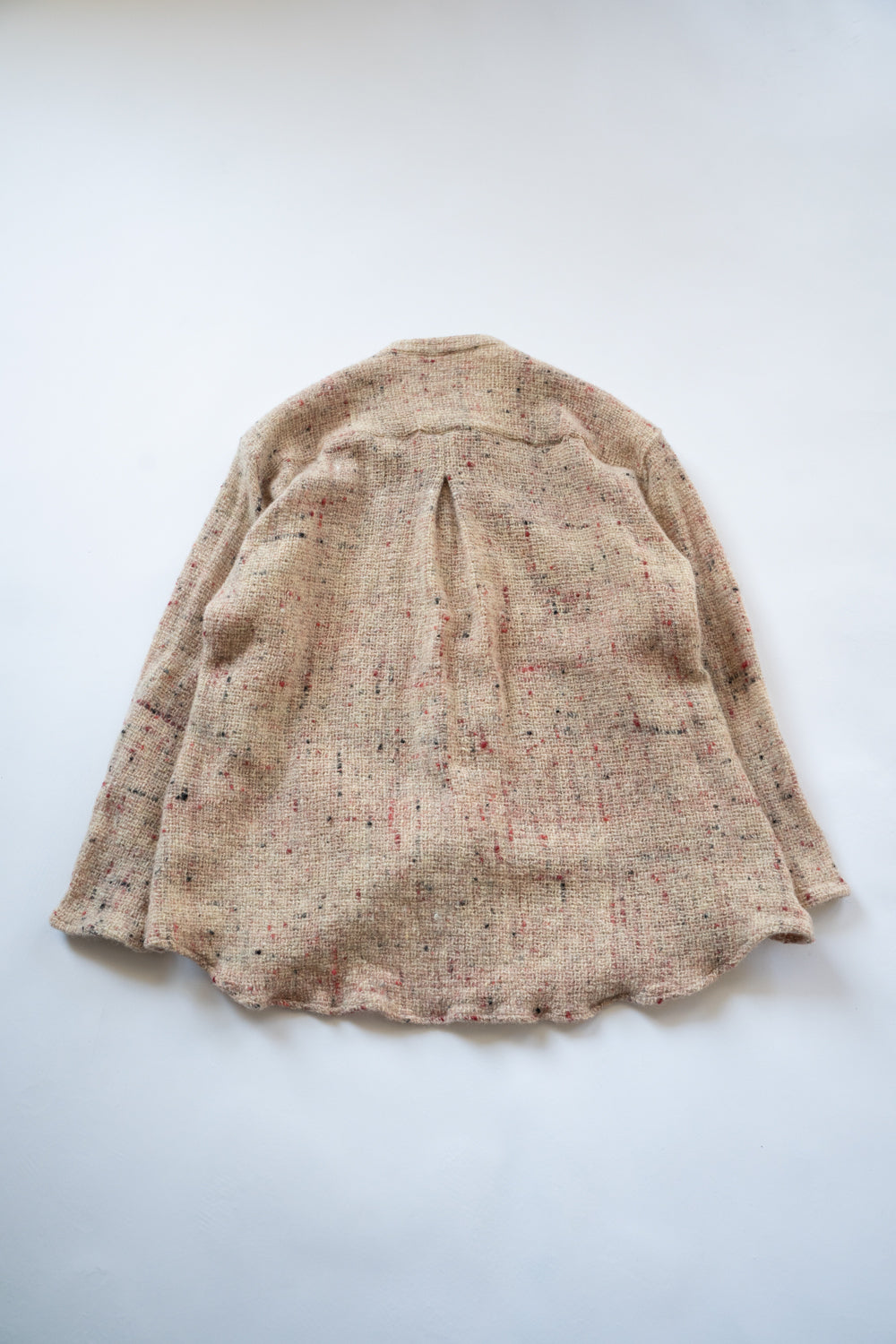 【ラスト1点】カラーネップウールマオカラーシャツ(WHITE×RED)