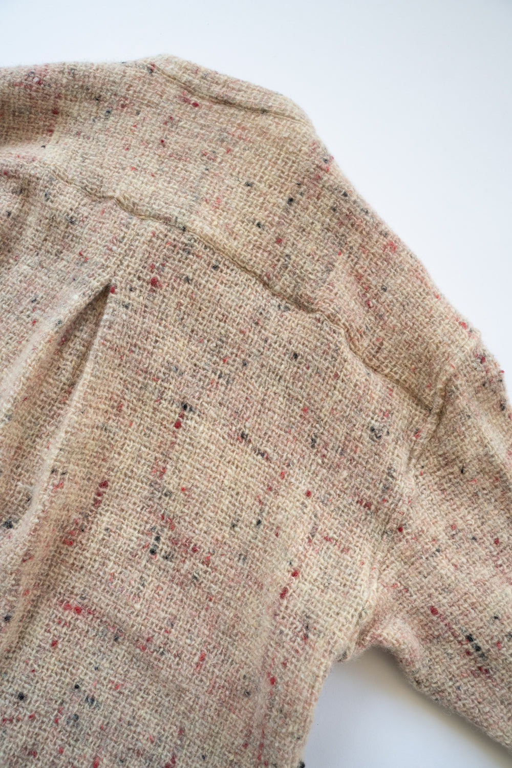 【ラスト1点】カラーネップウールマオカラーシャツ(WHITE×RED)