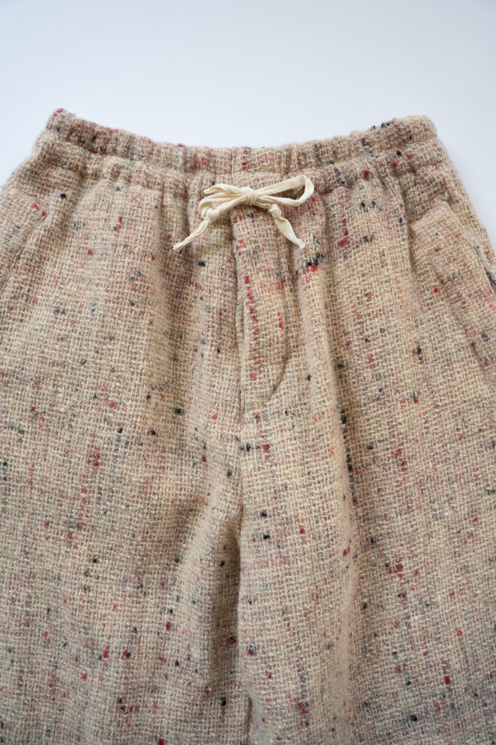 【ラスト1点】カラーネップウールバギーパンツ(WHITE×RED)