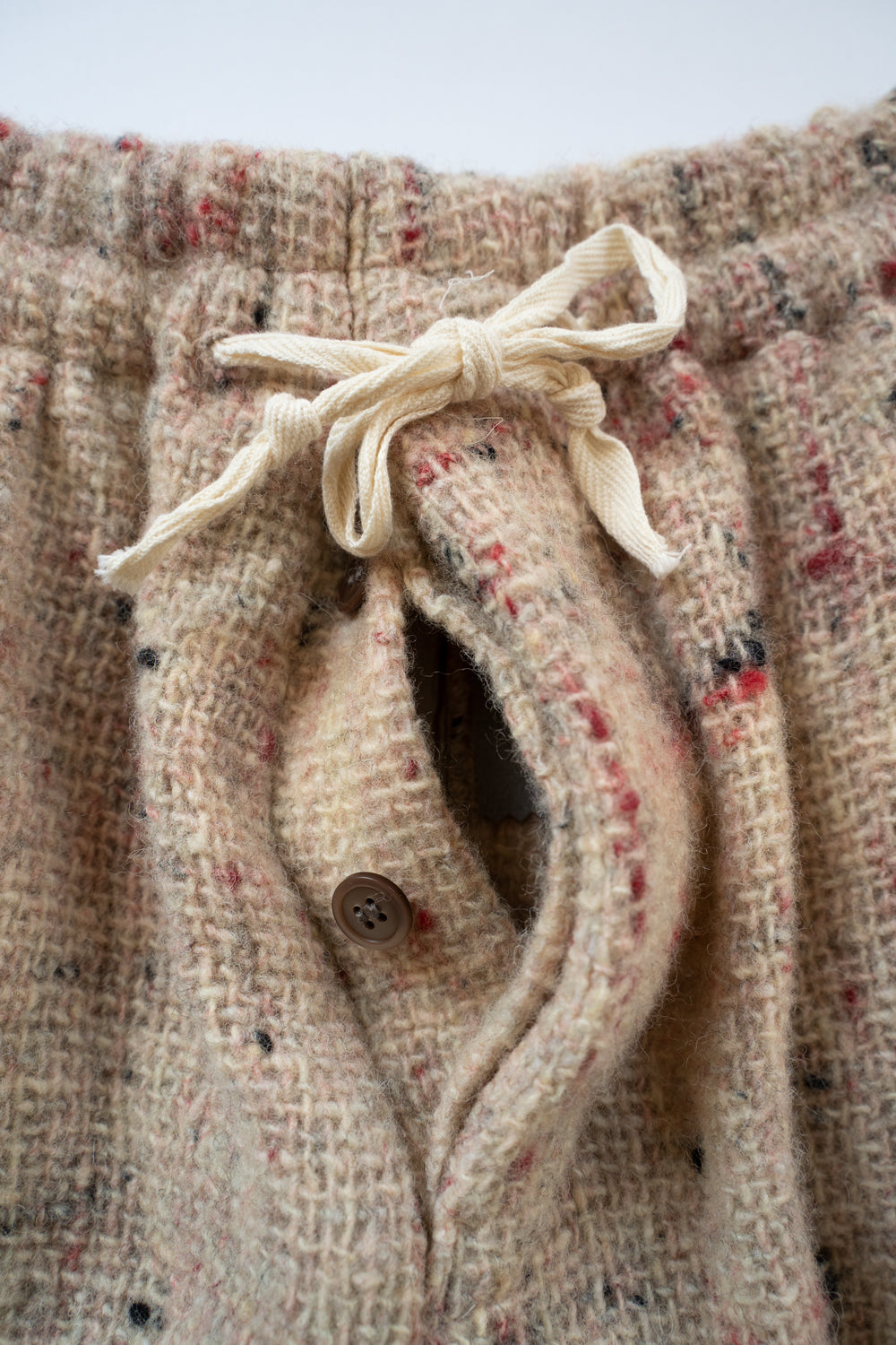 【ラスト1点】カラーネップウールバギーパンツ(WHITE×RED)