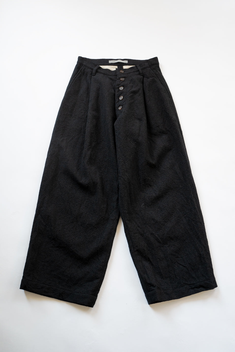 ループヤーンへリンボンストレートパンツ(BLACK)