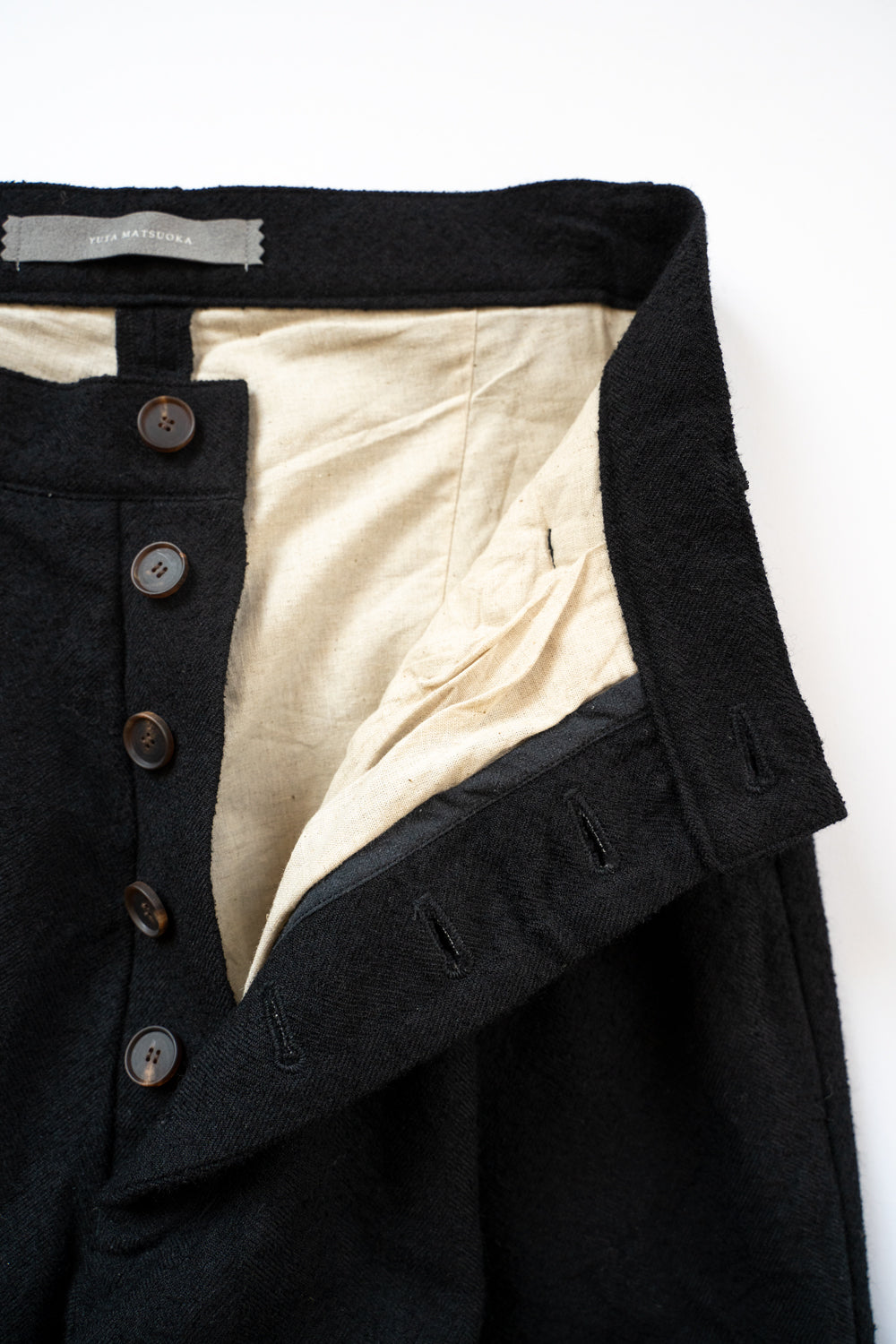 ループヤーンへリンボンストレートパンツ(BLACK)