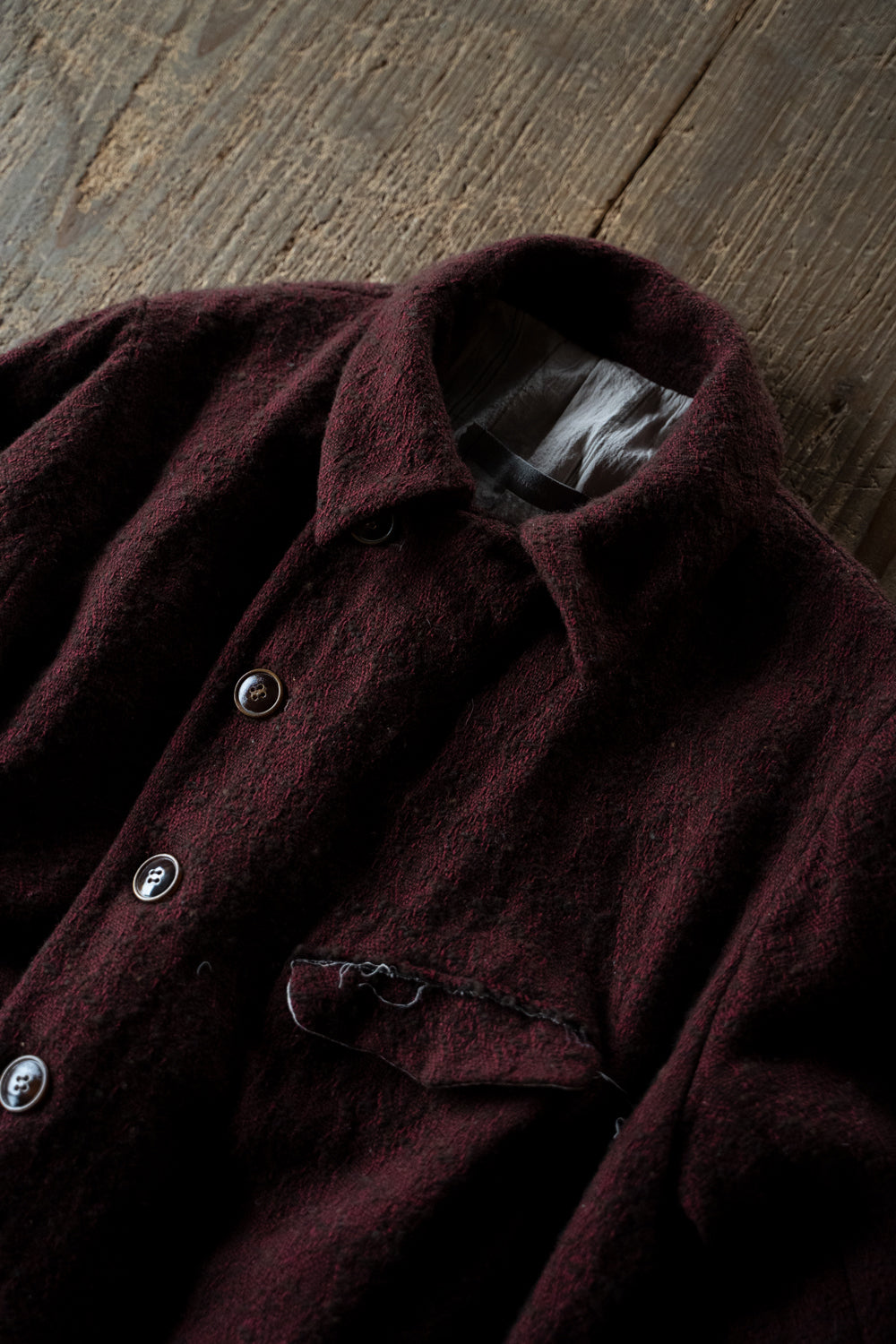 【ラスト1点】ドビーシルクウールロングコックジャケット(DARK RED)