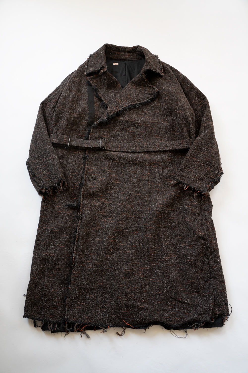 【ラスト1点】Cut Off Hem Belted Gown Coat(MIX BROWN)