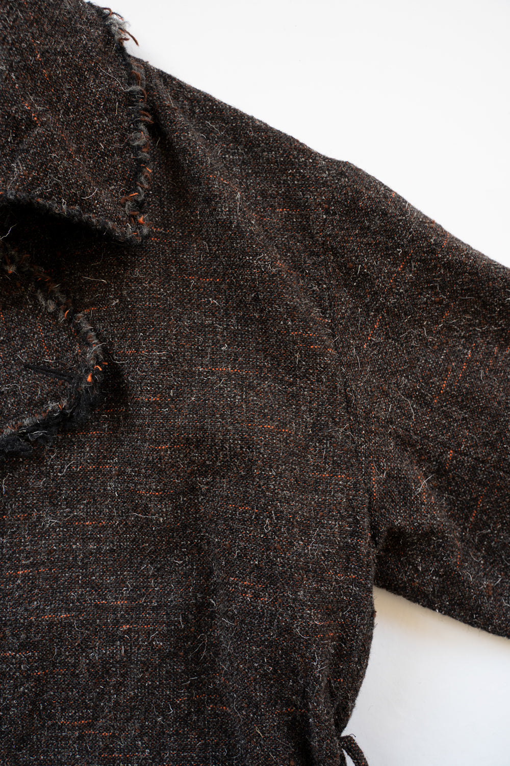 【ラスト1点】Cut Off Hem Belted Gown Coat(MIX BROWN)