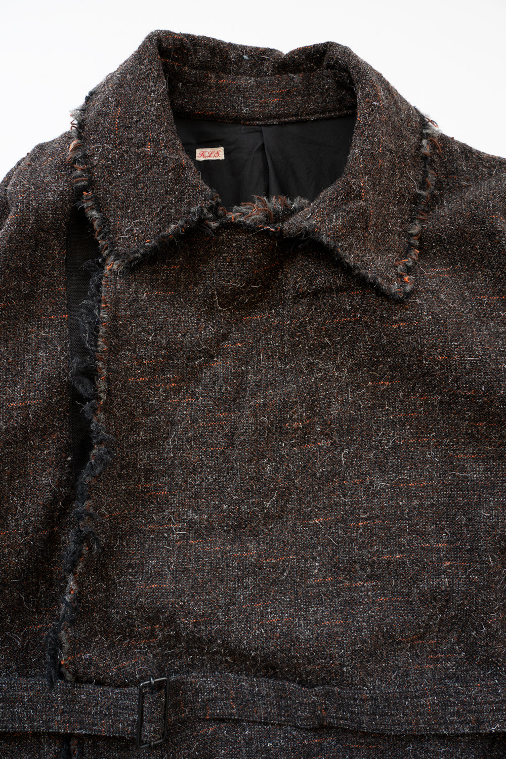 【ラスト1点】Cut Off Hem Belted Gown Coat(MIX BROWN)