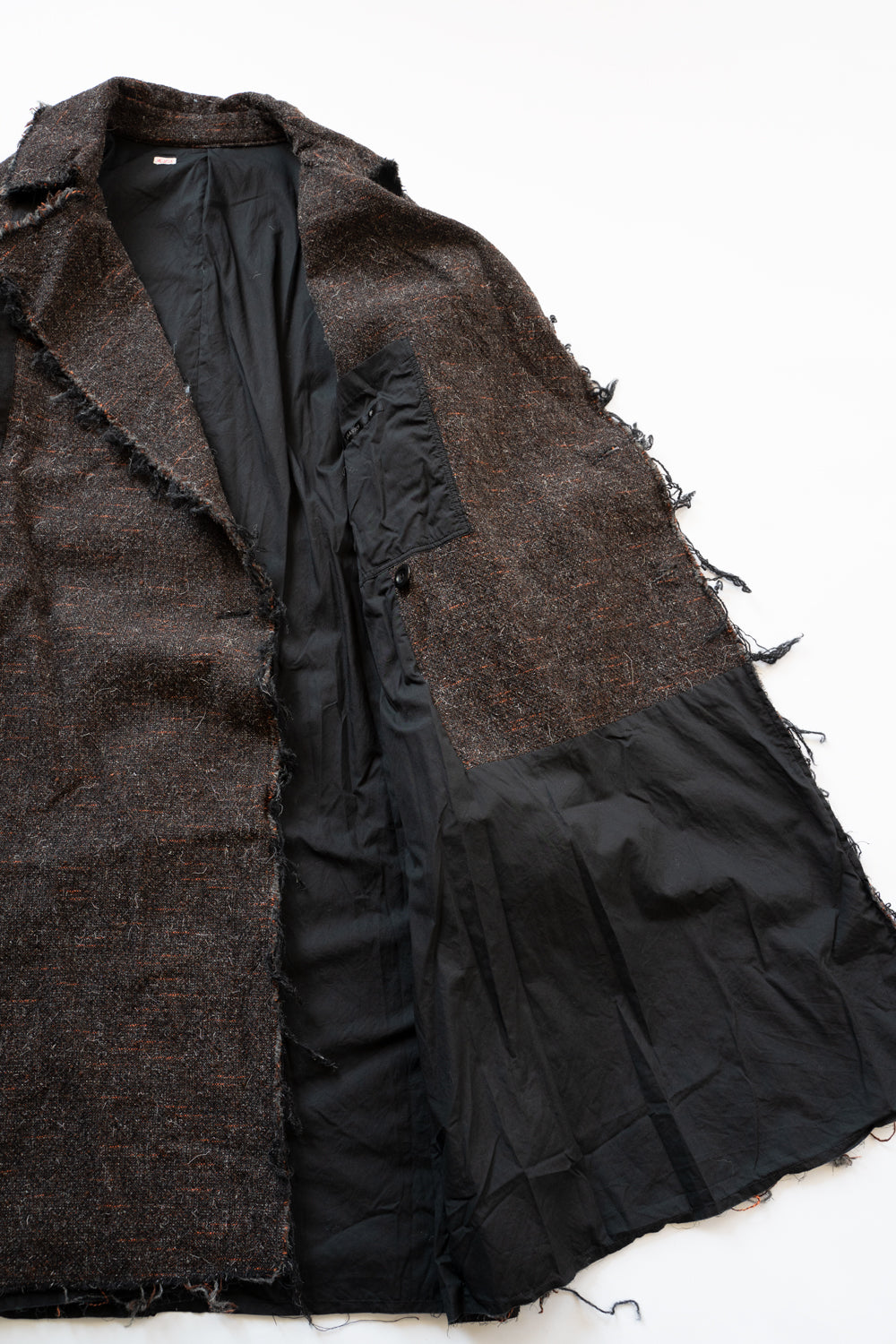 【ラスト1点】Cut Off Hem Belted Gown Coat(MIX BROWN)