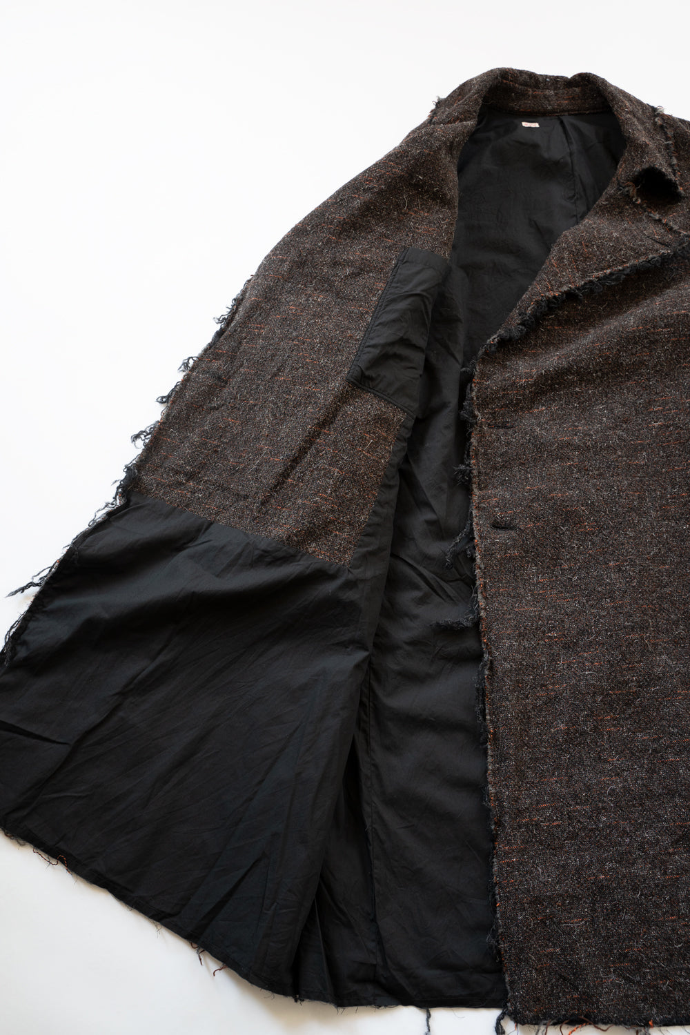 【ラスト1点】Cut Off Hem Belted Gown Coat(MIX BROWN)