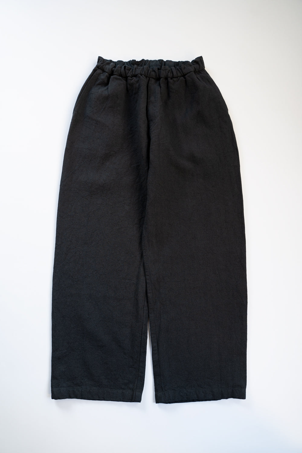 亜麻苧麻ワイドパンツ(墨黒)
