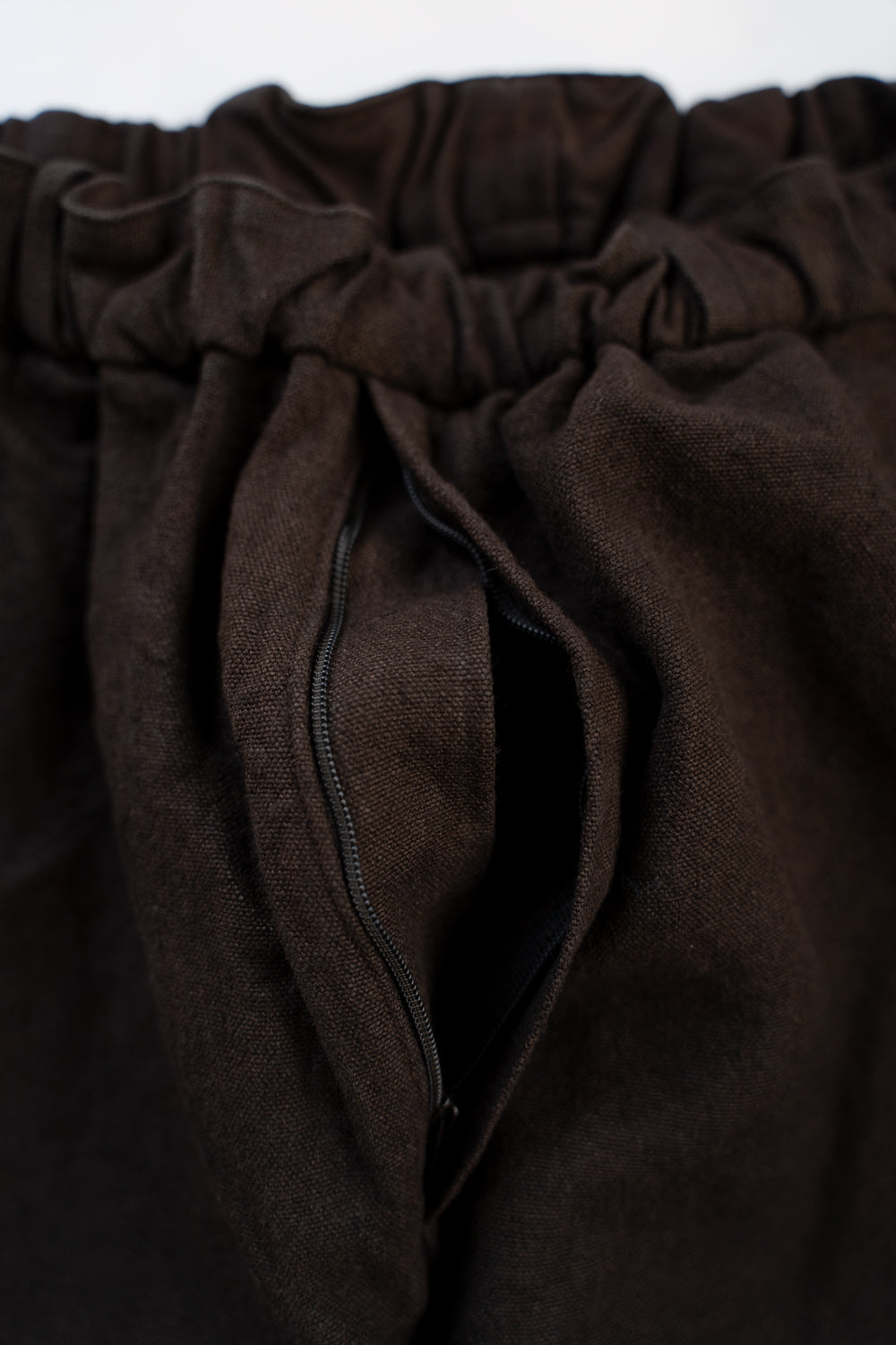 亜麻苧麻ワイドパンツ(こげ茶)