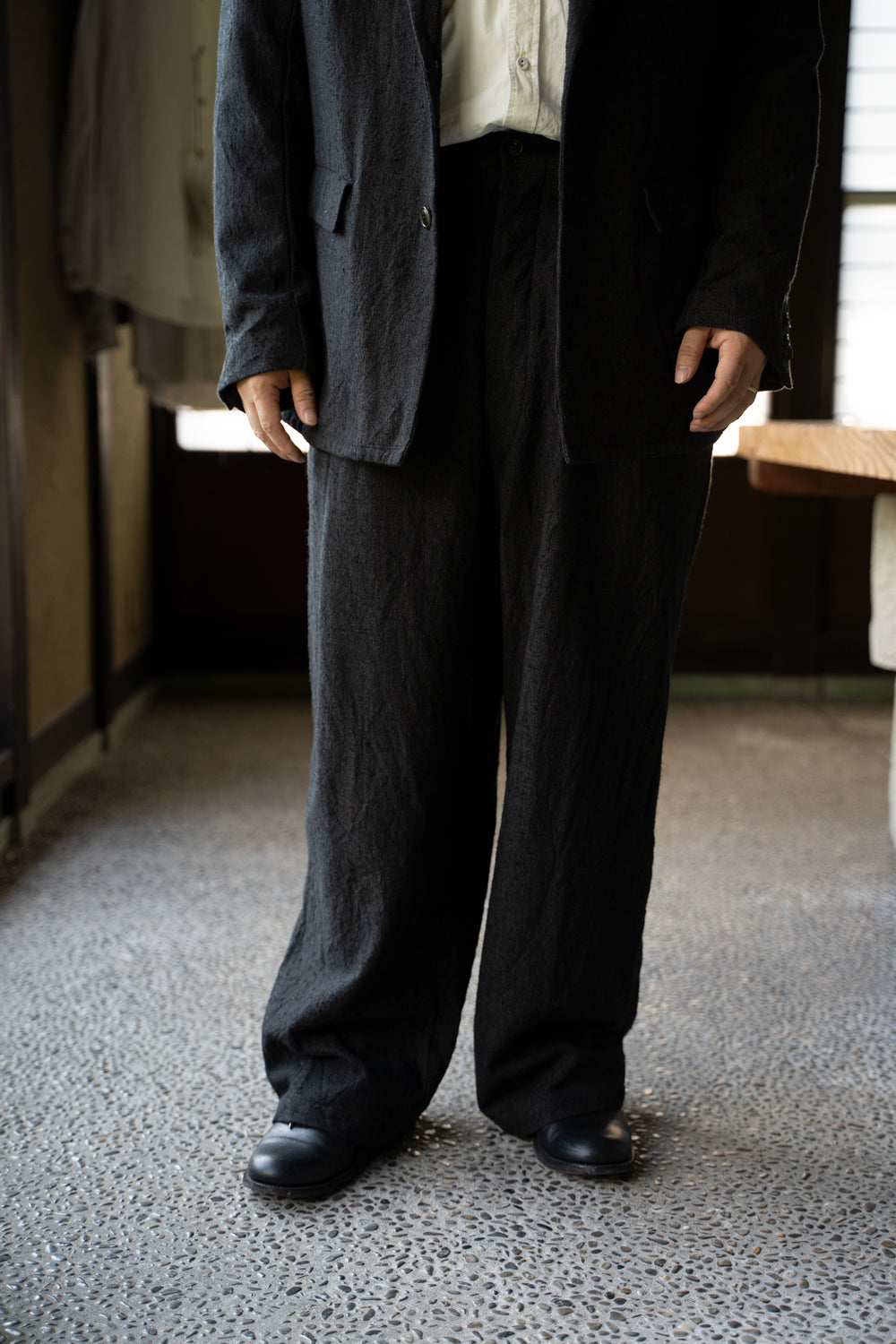 【ラスト1点】Wide and Tapered Silent Trousers"PACE"-SW(CACAO NIB)