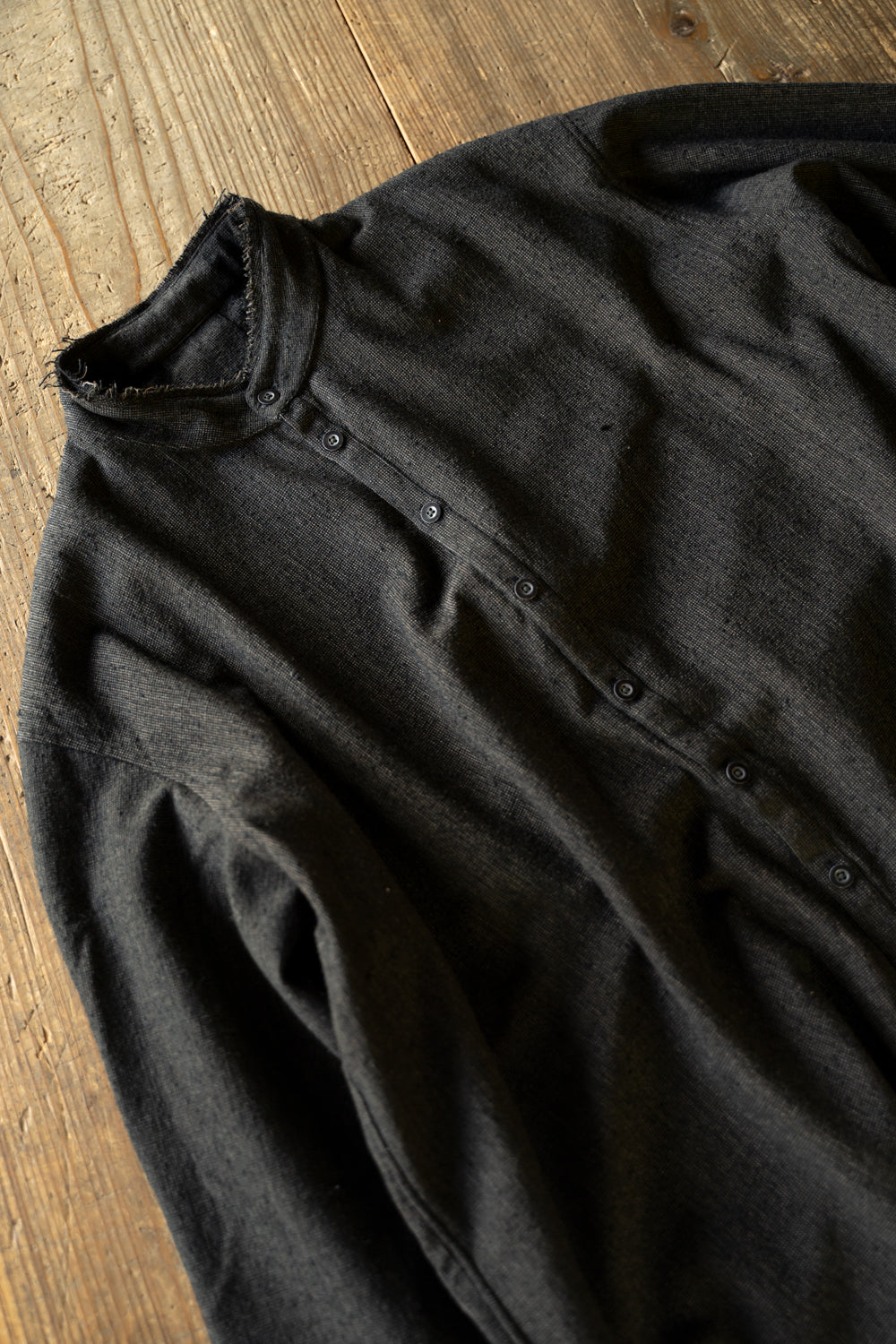 Stand Collar Long Tail Shirts"SH-042"(CACAO NIB)
