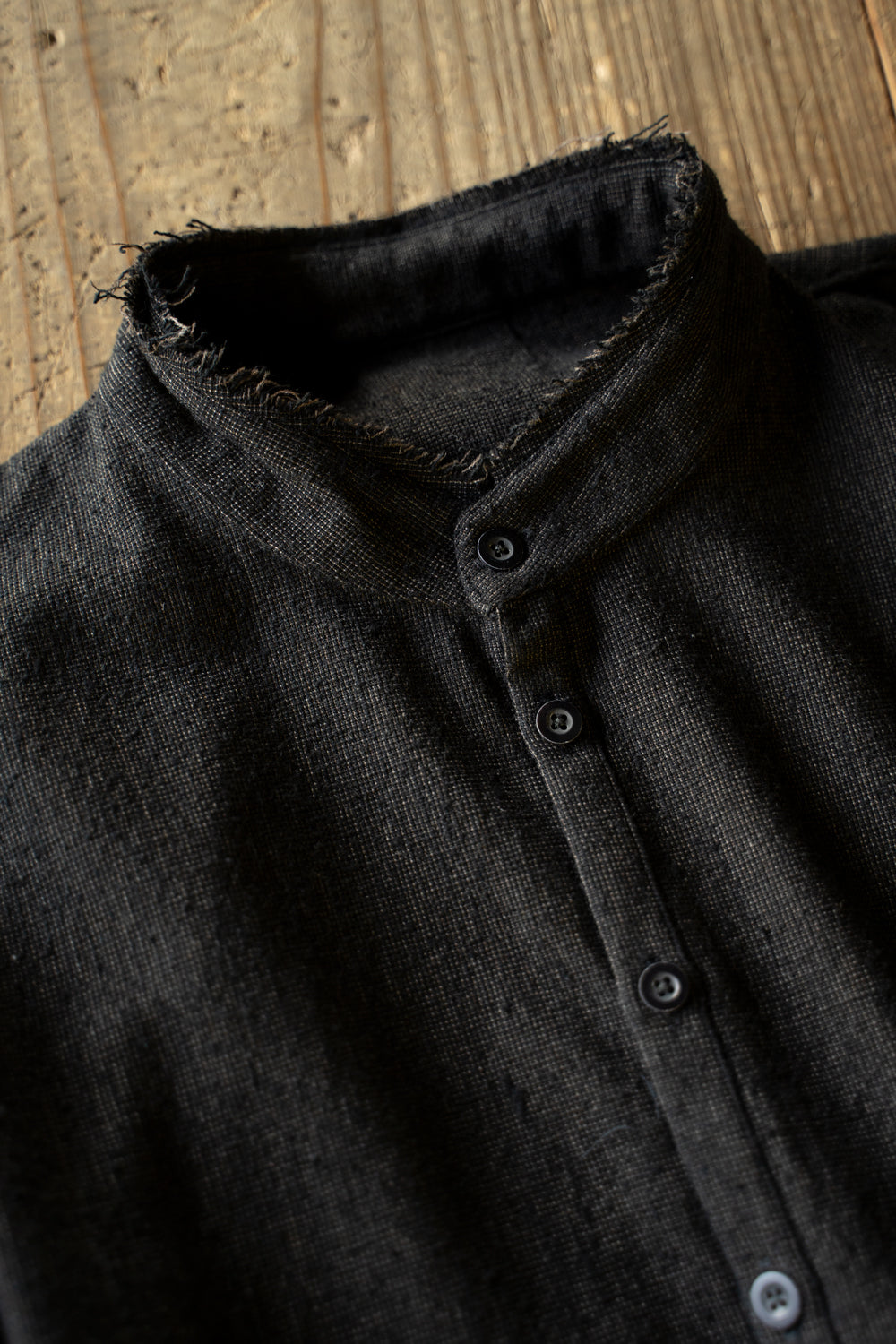 Stand Collar Long Tail Shirts"SH-042"(CACAO NIB)