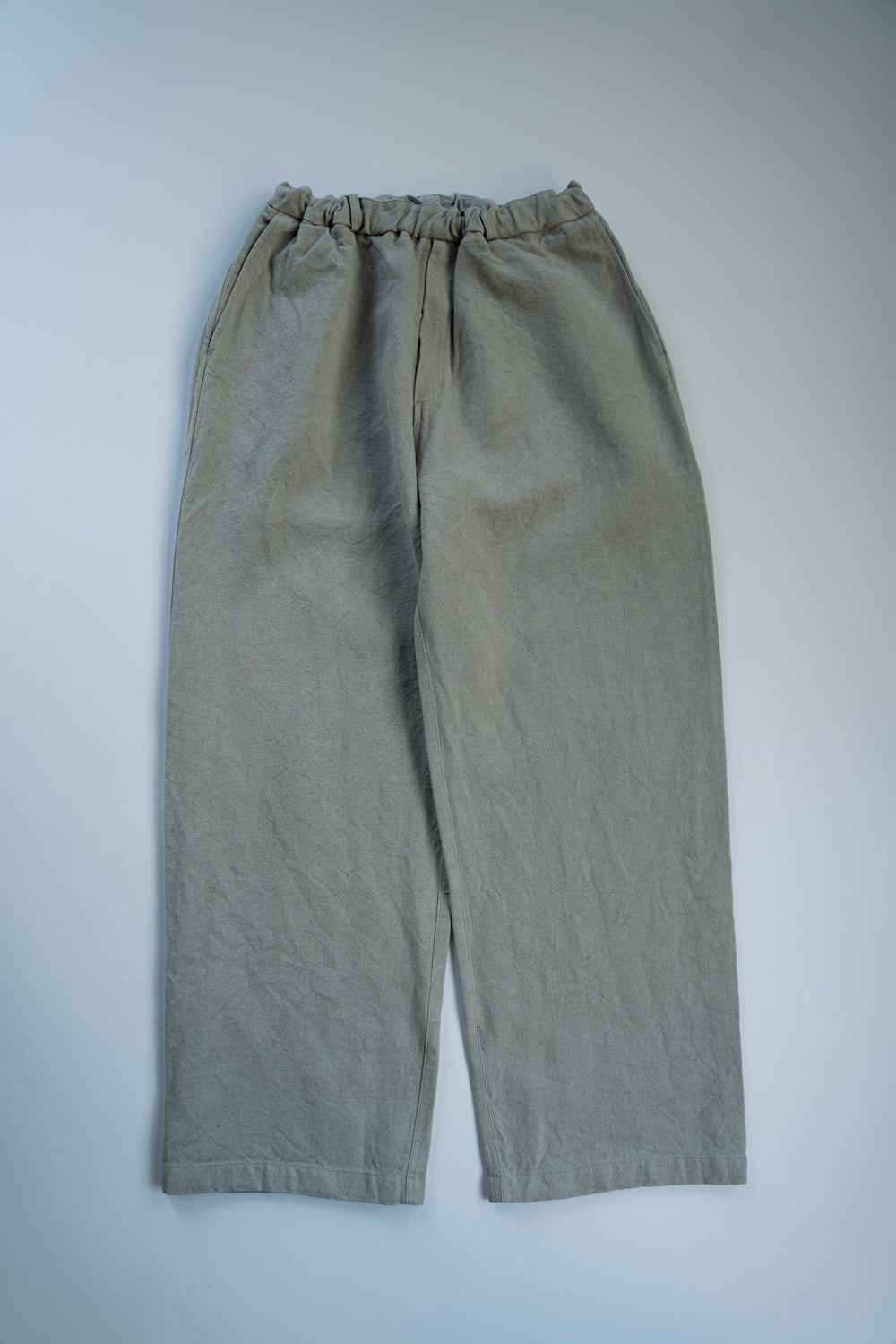 亜麻苧麻ワイドパンツ(灰緑)
