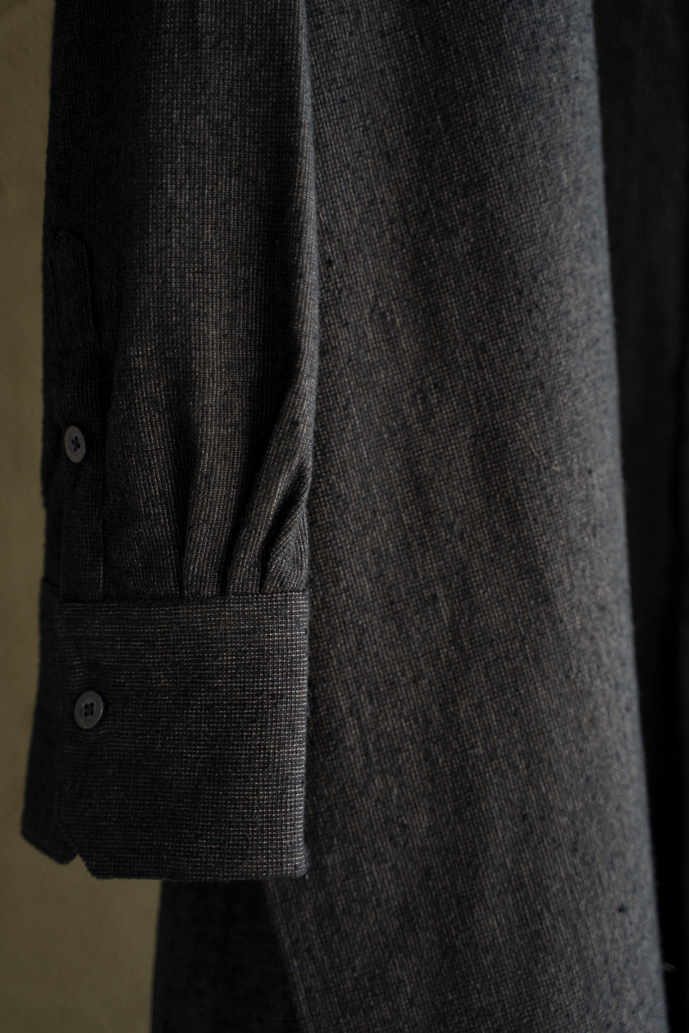 Stand Collar Long Tail Shirts"SH-042"(CACAO NIB)