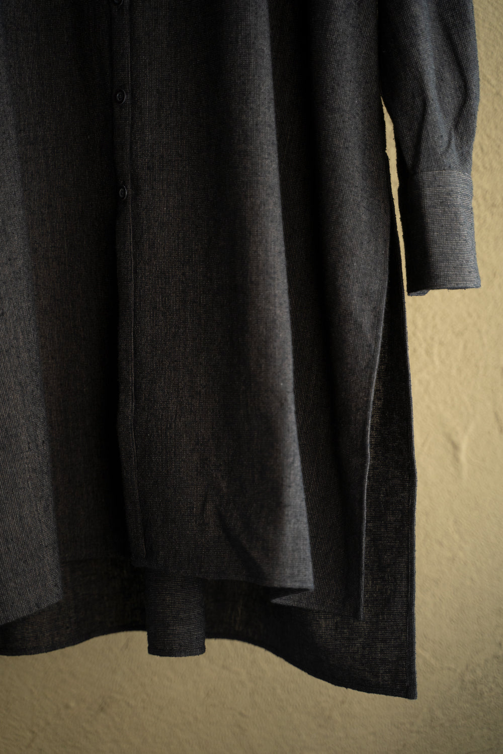 Stand Collar Long Tail Shirts"SH-042"(CACAO NIB)