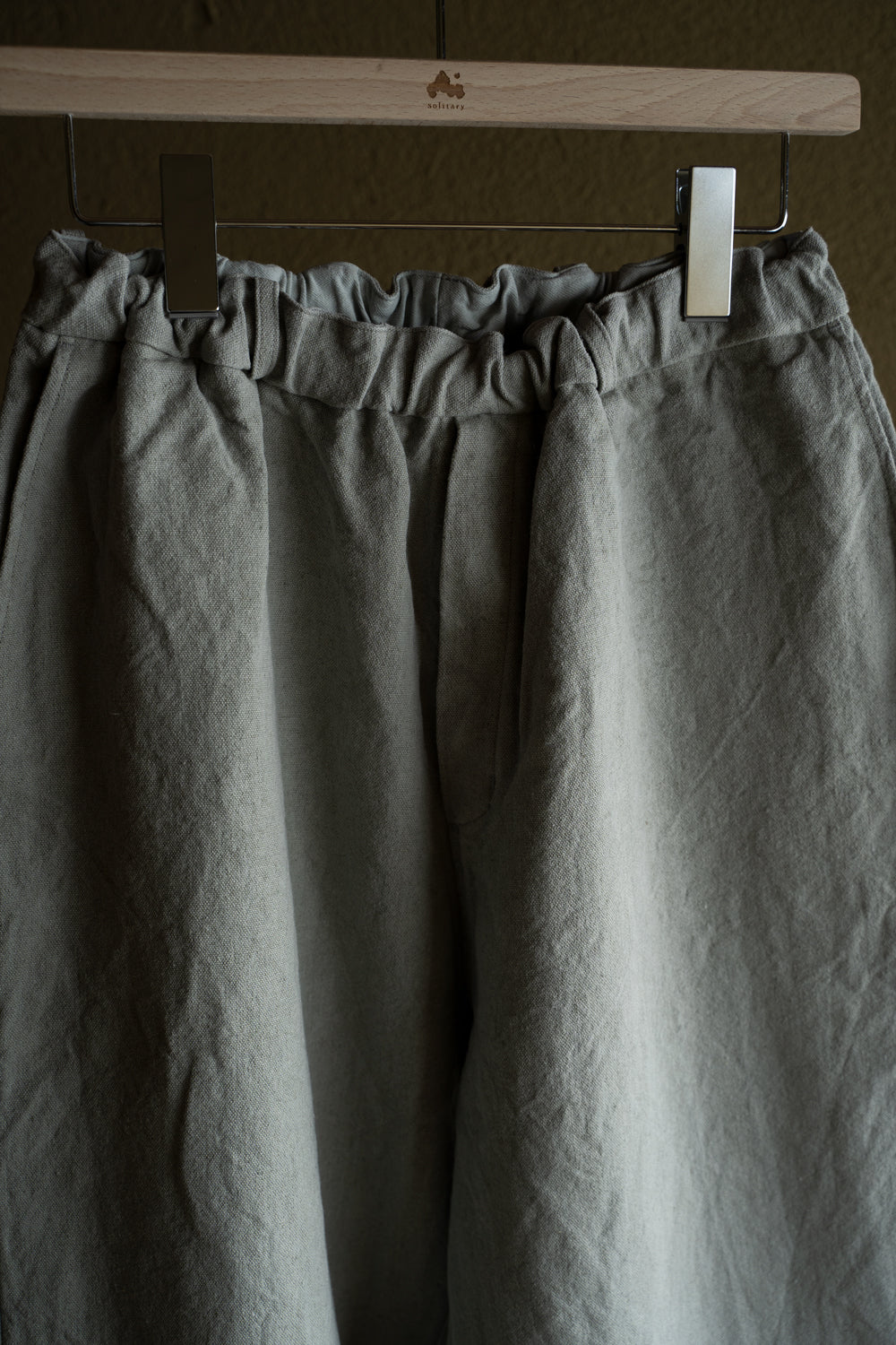 亜麻苧麻ワイドパンツ(灰緑)