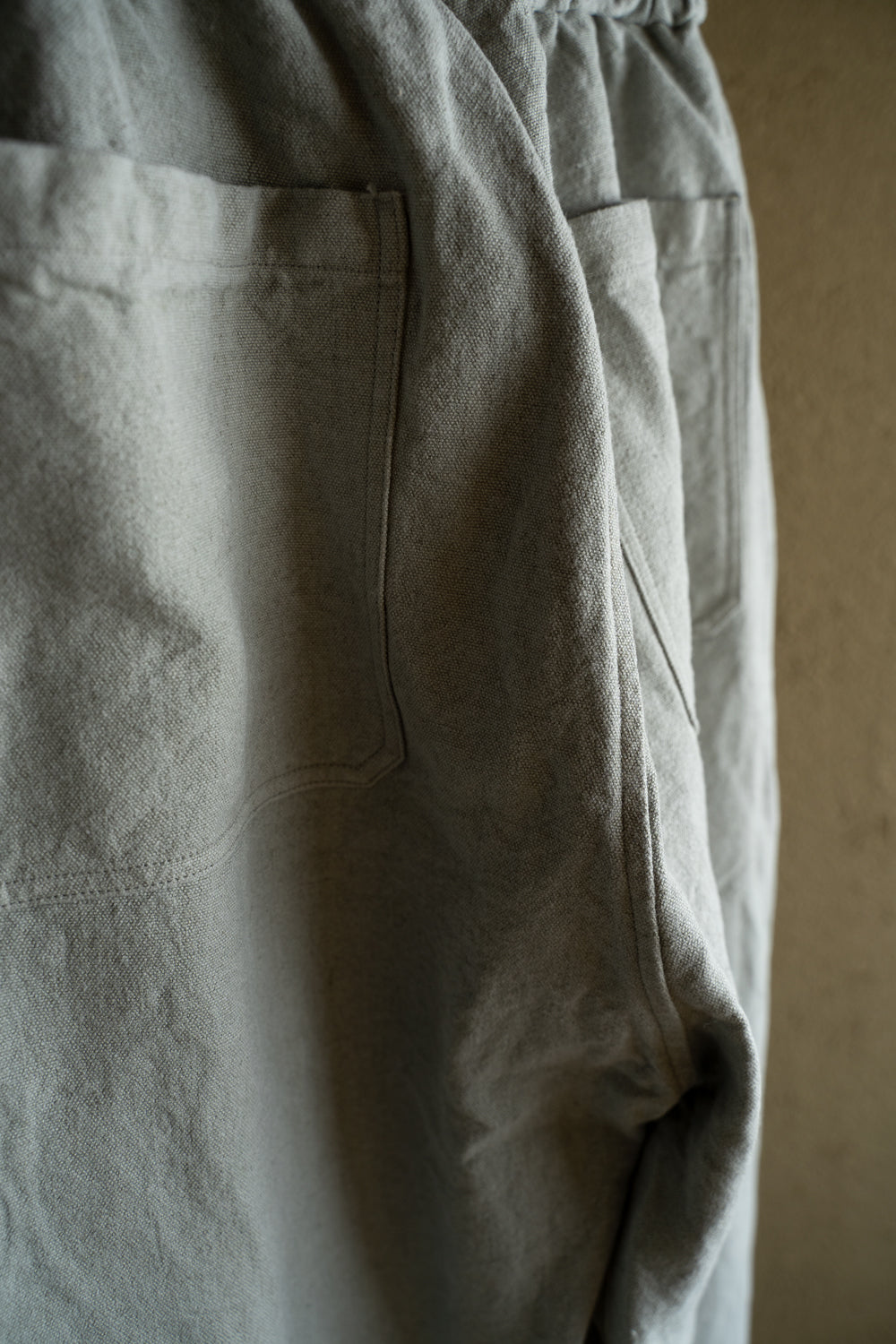 亜麻苧麻ワイドパンツ(灰緑)