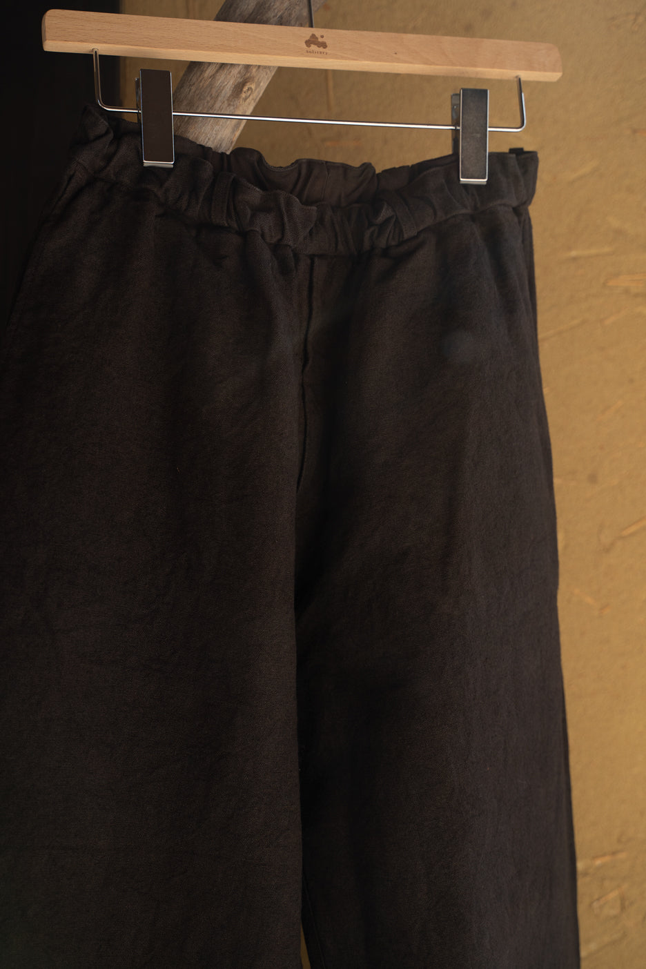 亜麻苧麻ワイドパンツ(こげ茶)