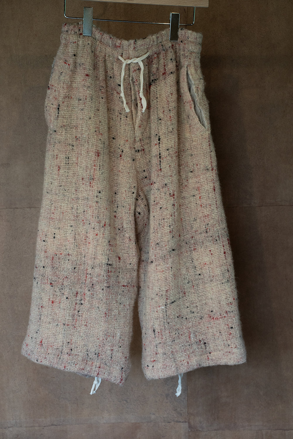 【ラスト1点】カラーネップウールバギーパンツ（WHITE×RED）