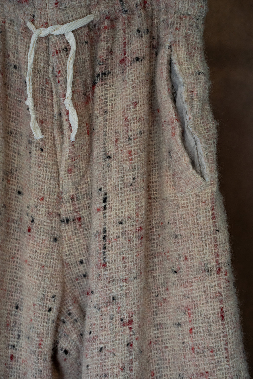 【ラスト1点】カラーネップウールバギーパンツ（WHITE×RED）