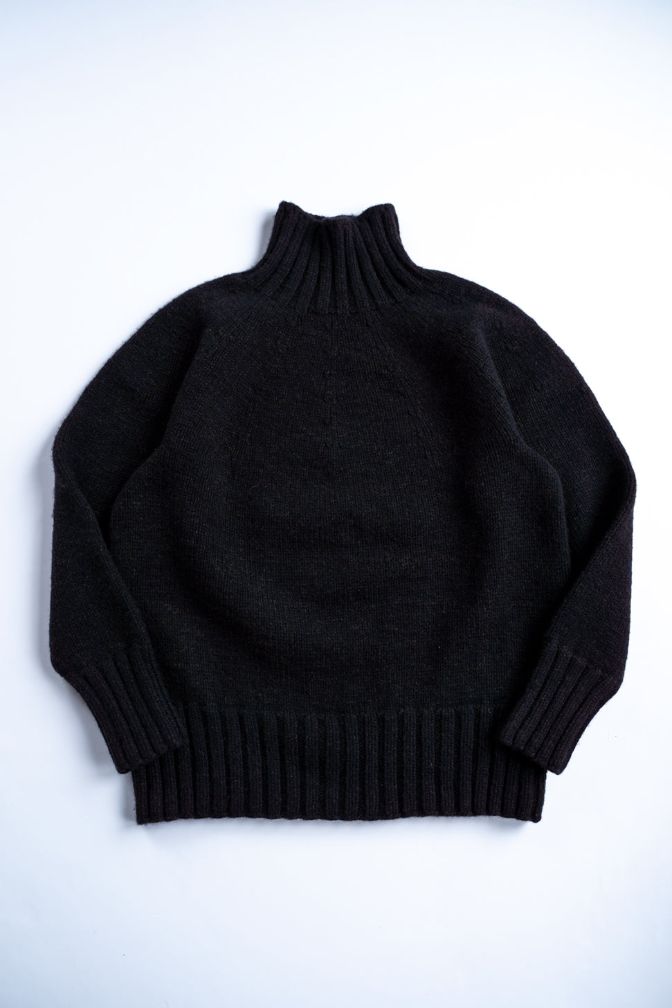 【ラスト1点】yak/lambs multi ply HAND KNITTING yoke top turtle neck sweater（DARK NAVY）