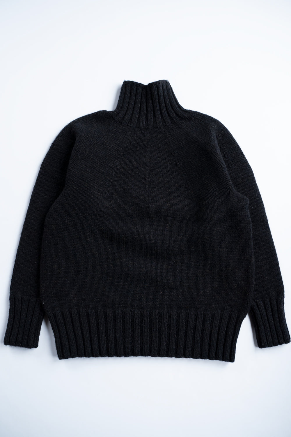 【ラスト1点】yak/lambs multi ply HAND KNITTING yoke top turtle neck sweater（DARK NAVY）