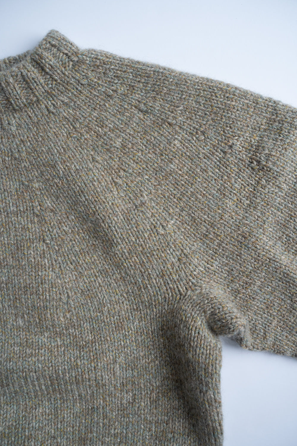 【ラスト1点】yak/lambs multi ply HAND KNITTING yoke top crew neck sweater（FOG）