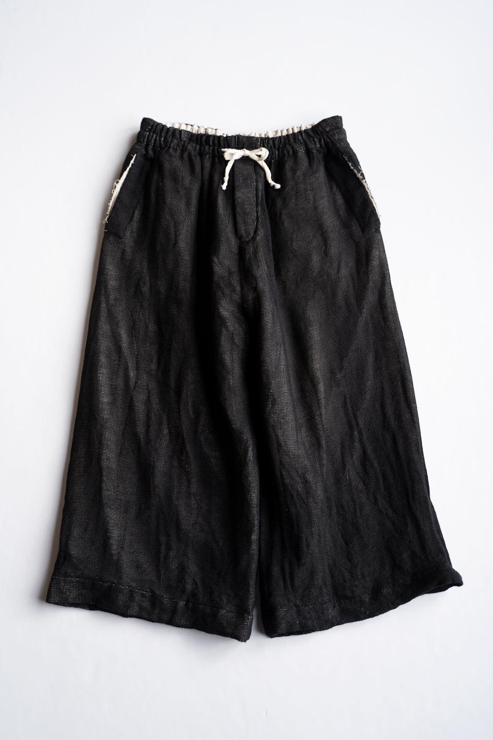 【ラスト1点】Black Mohair Leno Cloth Baggy Pants/ブラックモヘアレノクロスバギーパンツ（BLACK）