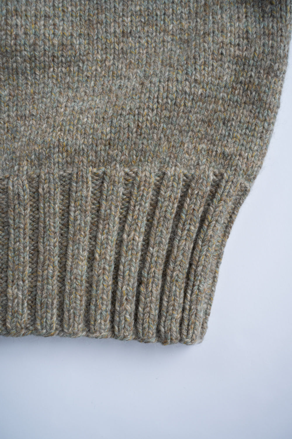 【ラスト1点】yak/lambs multi ply HAND KNITTING yoke top crew neck sweater（FOG）