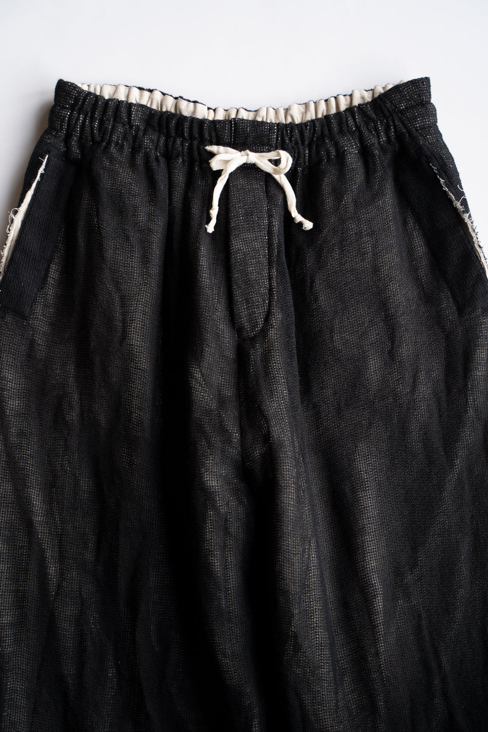 【ラスト1点】Black Mohair Leno Cloth Baggy Pants/ブラックモヘアレノクロスバギーパンツ（BLACK）