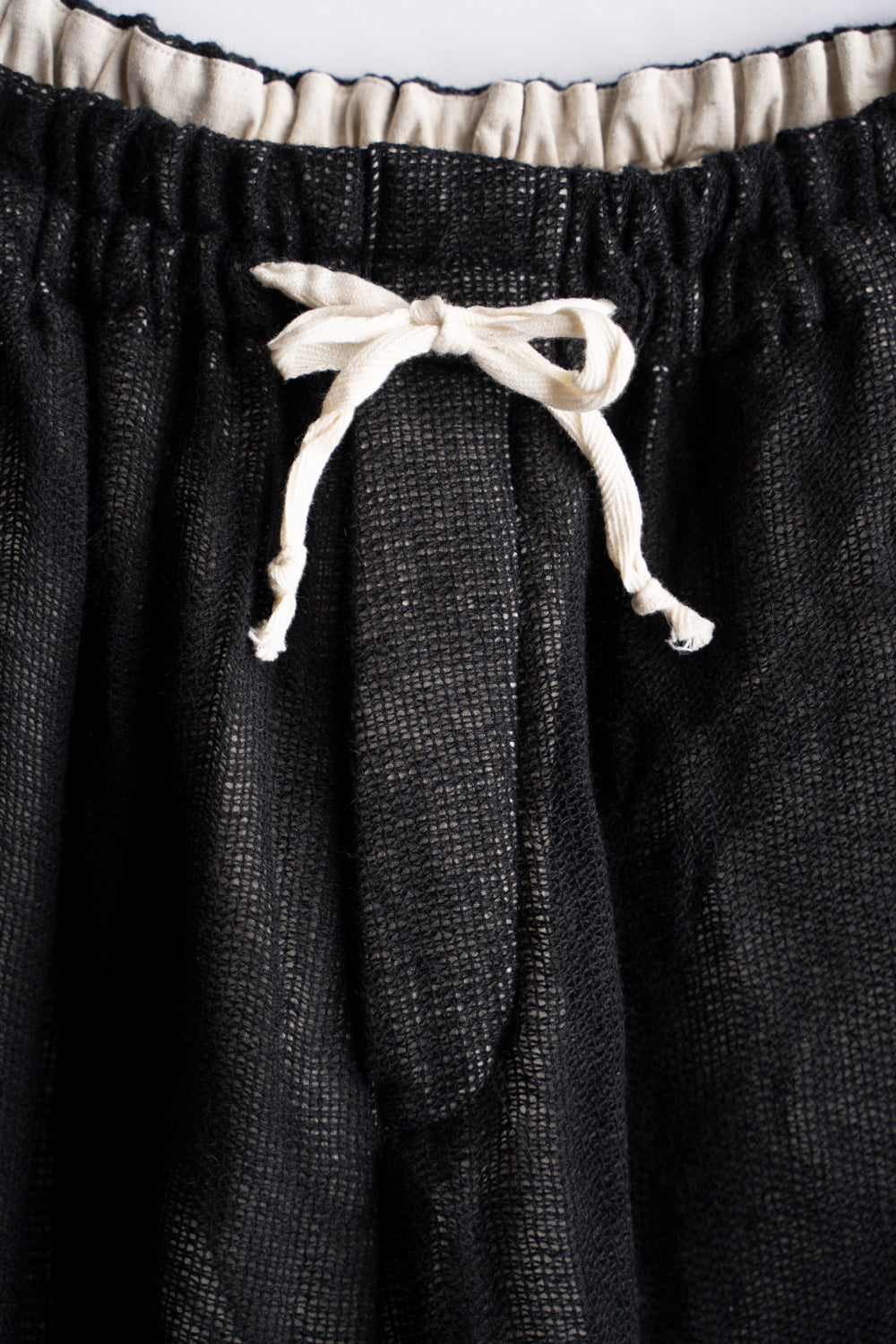 【ラスト1点】Black Mohair Leno Cloth Baggy Pants/ブラックモヘアレノクロスバギーパンツ（BLACK）