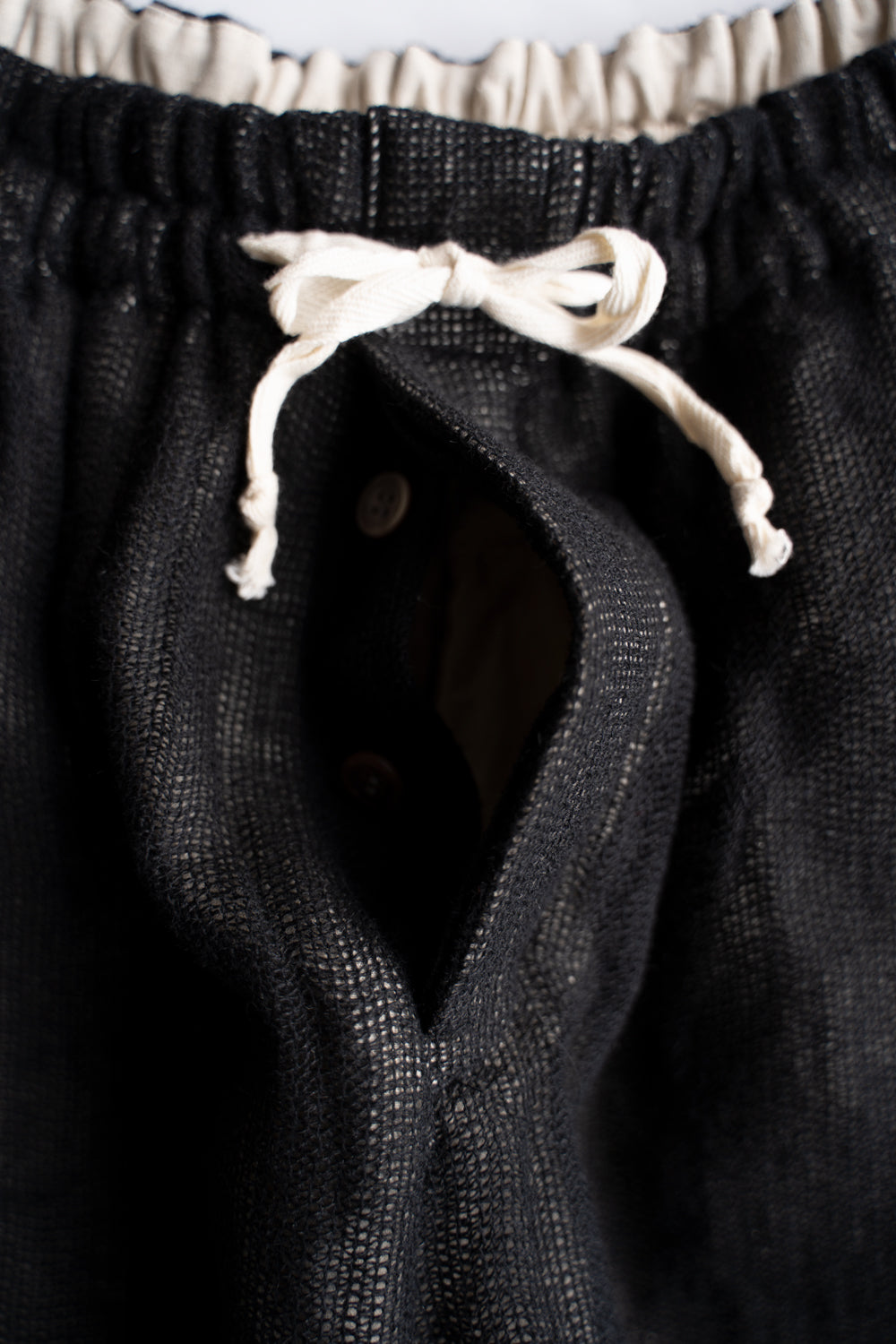 【ラスト1点】Black Mohair Leno Cloth Baggy Pants/ブラックモヘアレノクロスバギーパンツ（BLACK）