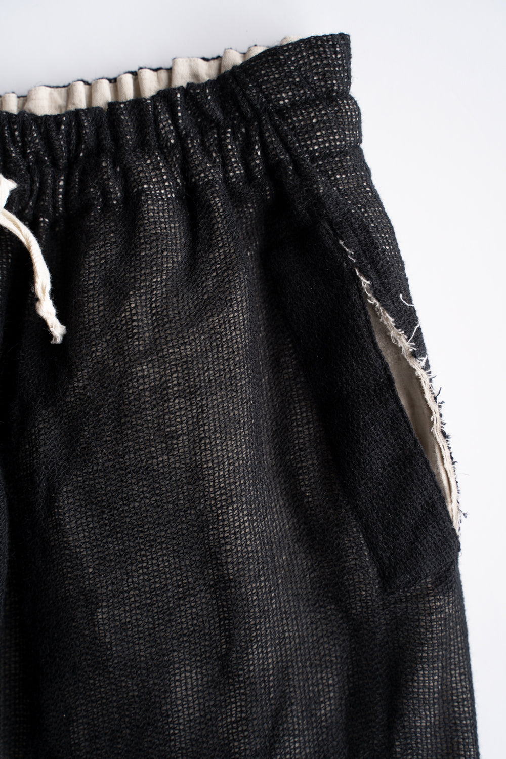 【ラスト1点】Black Mohair Leno Cloth Baggy Pants/ブラックモヘアレノクロスバギーパンツ（BLACK）