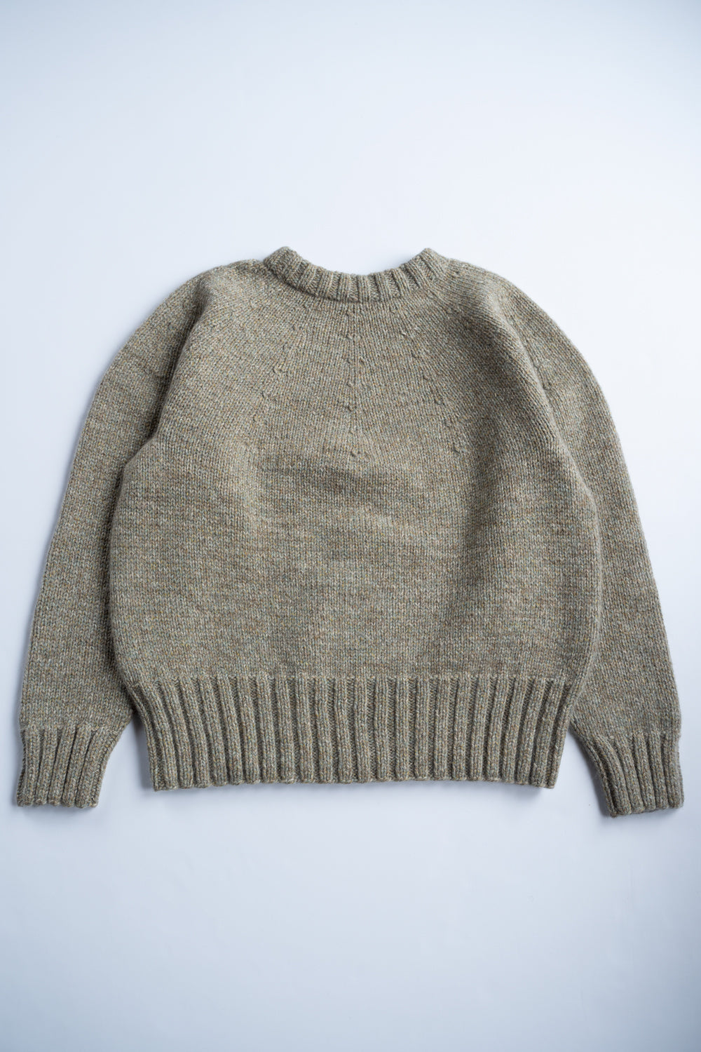 【ラスト1点】yak/lambs multi ply HAND KNITTING yoke top crew neck sweater（FOG）