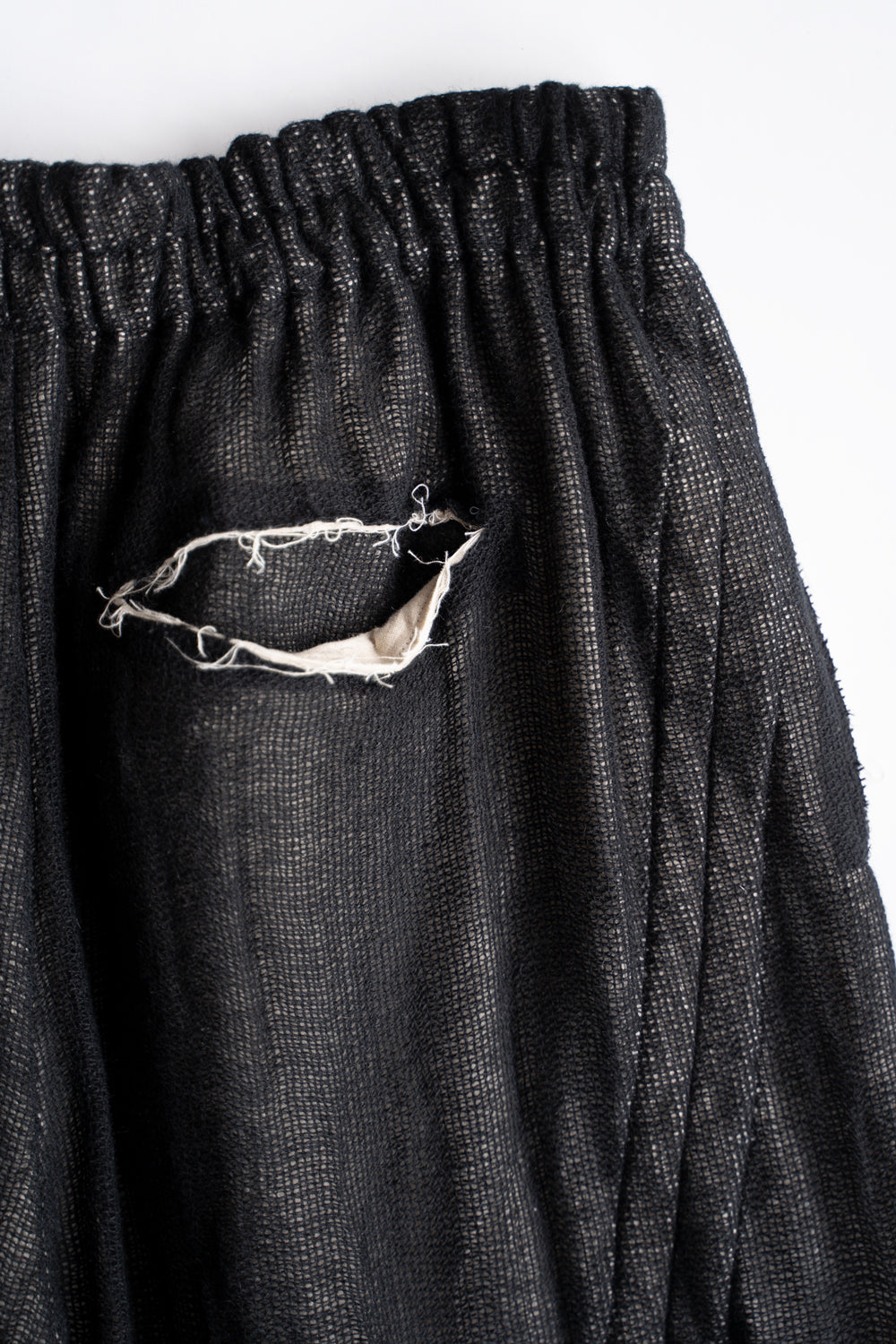 【ラスト1点】Black Mohair Leno Cloth Baggy Pants/ブラックモヘアレノクロスバギーパンツ（BLACK）