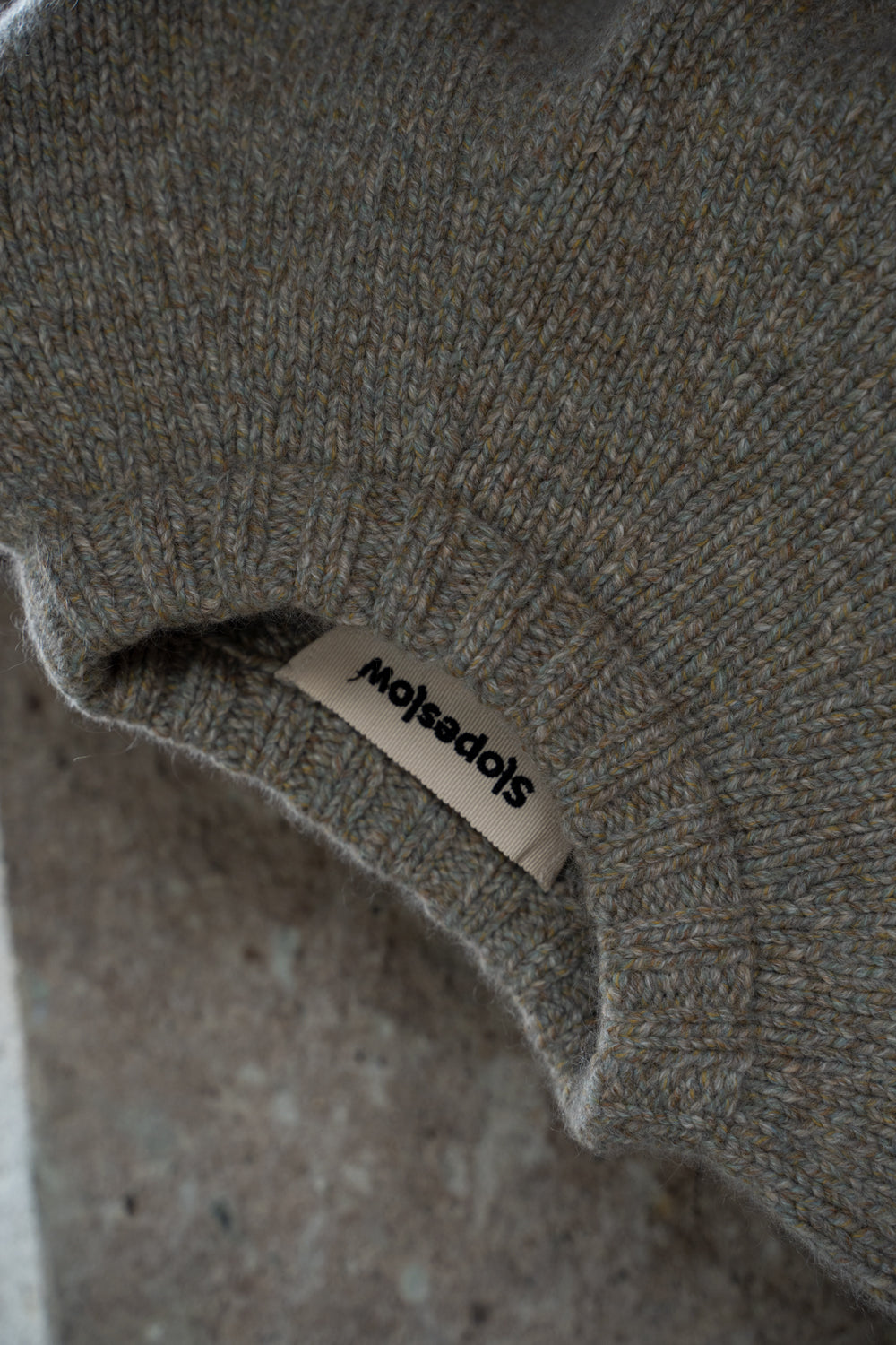 【ラスト1点】yak/lambs multi ply HAND KNITTING yoke top crew neck sweater（FOG）