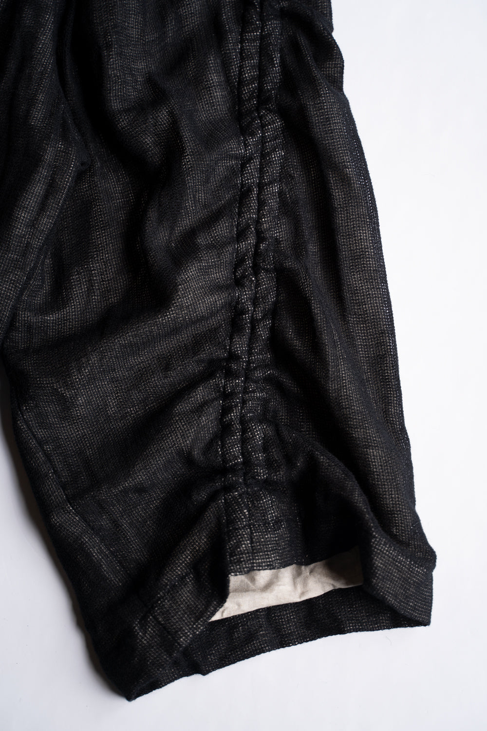 【ラスト1点】Black Mohair Leno Cloth Baggy Pants/ブラックモヘアレノクロスバギーパンツ（BLACK）