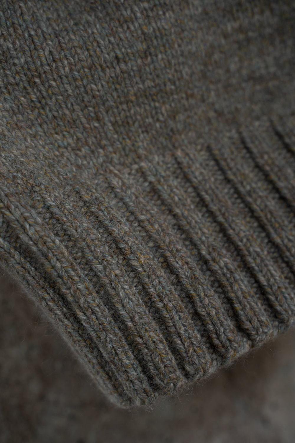 【ラスト1点】yak/lambs multi ply HAND KNITTING yoke top crew neck sweater（FOG）