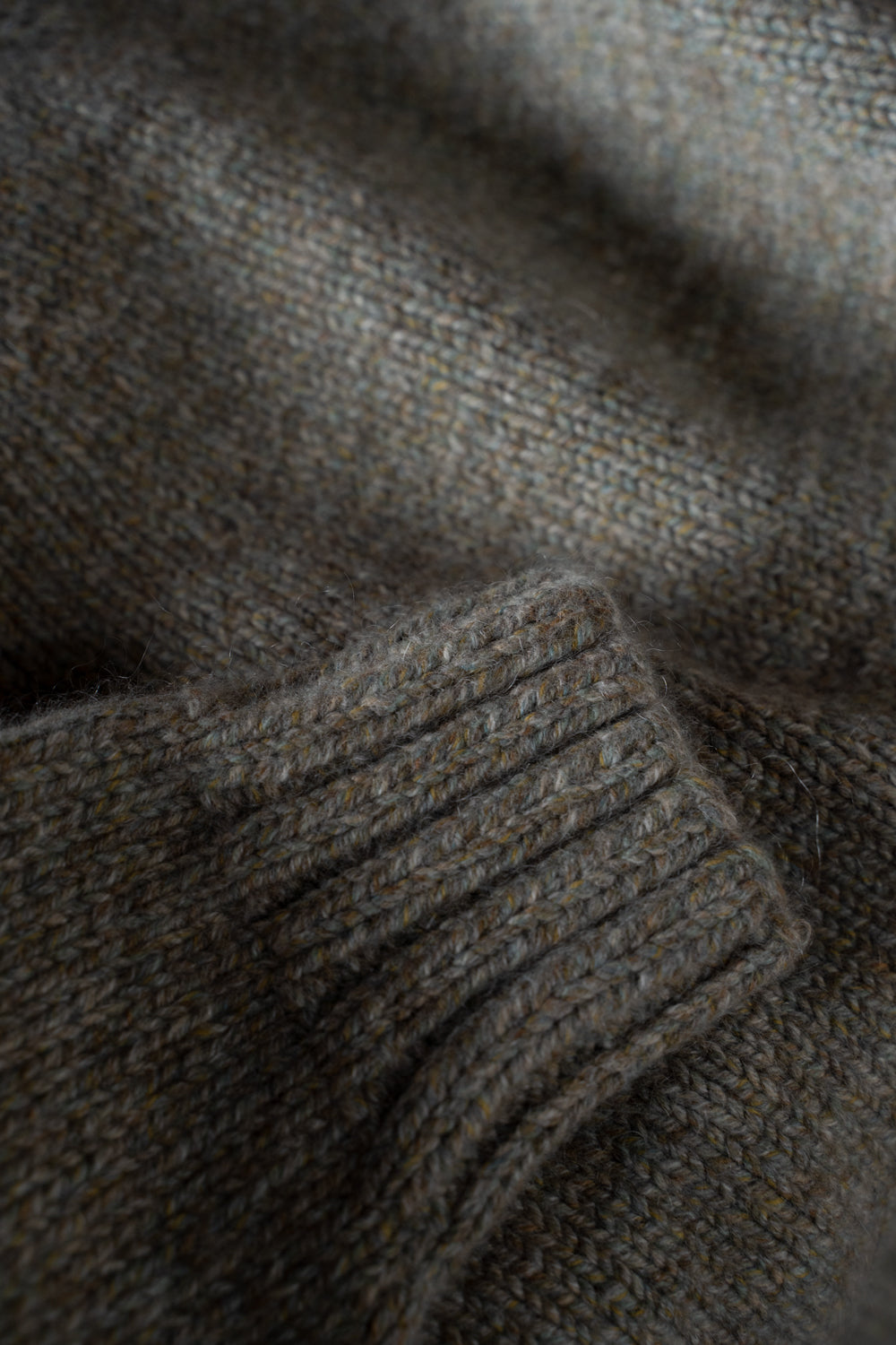【ラスト1点】yak/lambs multi ply HAND KNITTING yoke top crew neck sweater（FOG）