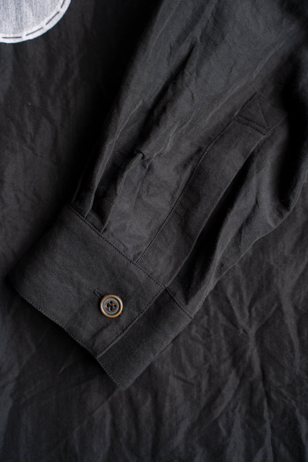 【ラスト1点】Lustrous Cotton Ramie Shadow Panel Shirt/ラストラスコットンラミーシャドウパネルシャツ（SMOKY BLACK）