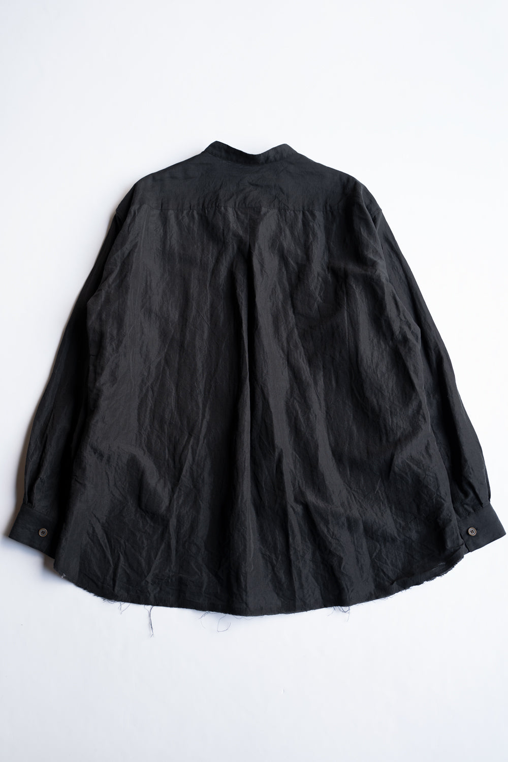 【ラスト1点】Lustrous Cotton Ramie Shadow Panel Shirt/ラストラスコットンラミーシャドウパネルシャツ（SMOKY BLACK）