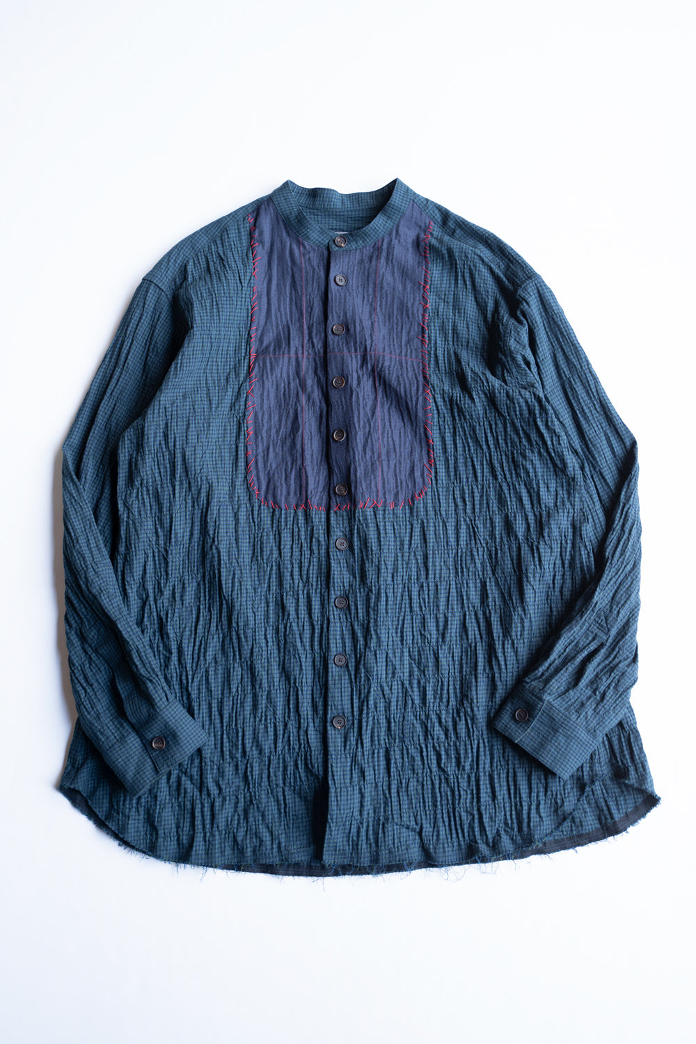 【ラスト1点】Shearling Twill Check Shadow Panel Shirt/シャーリングツイルチェックシャドウパネルシャツ（NAVY GREEN）