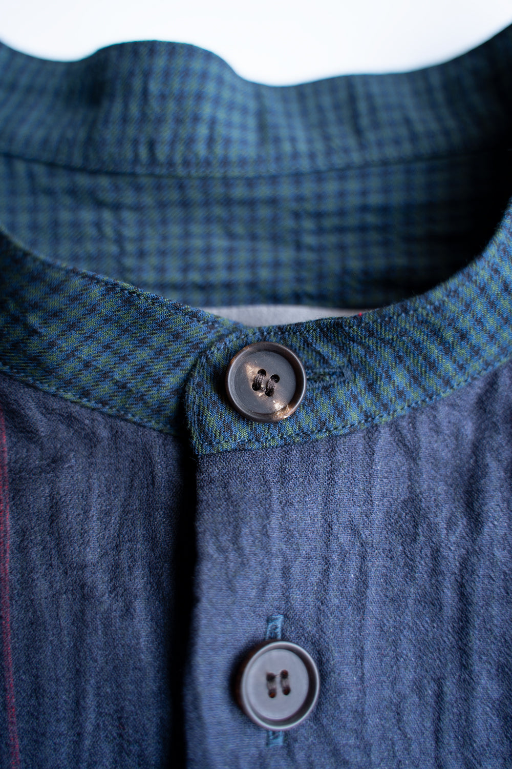 【ラスト1点】Shearling Twill Check Shadow Panel Shirt/シャーリングツイルチェックシャドウパネルシャツ（NAVY GREEN）
