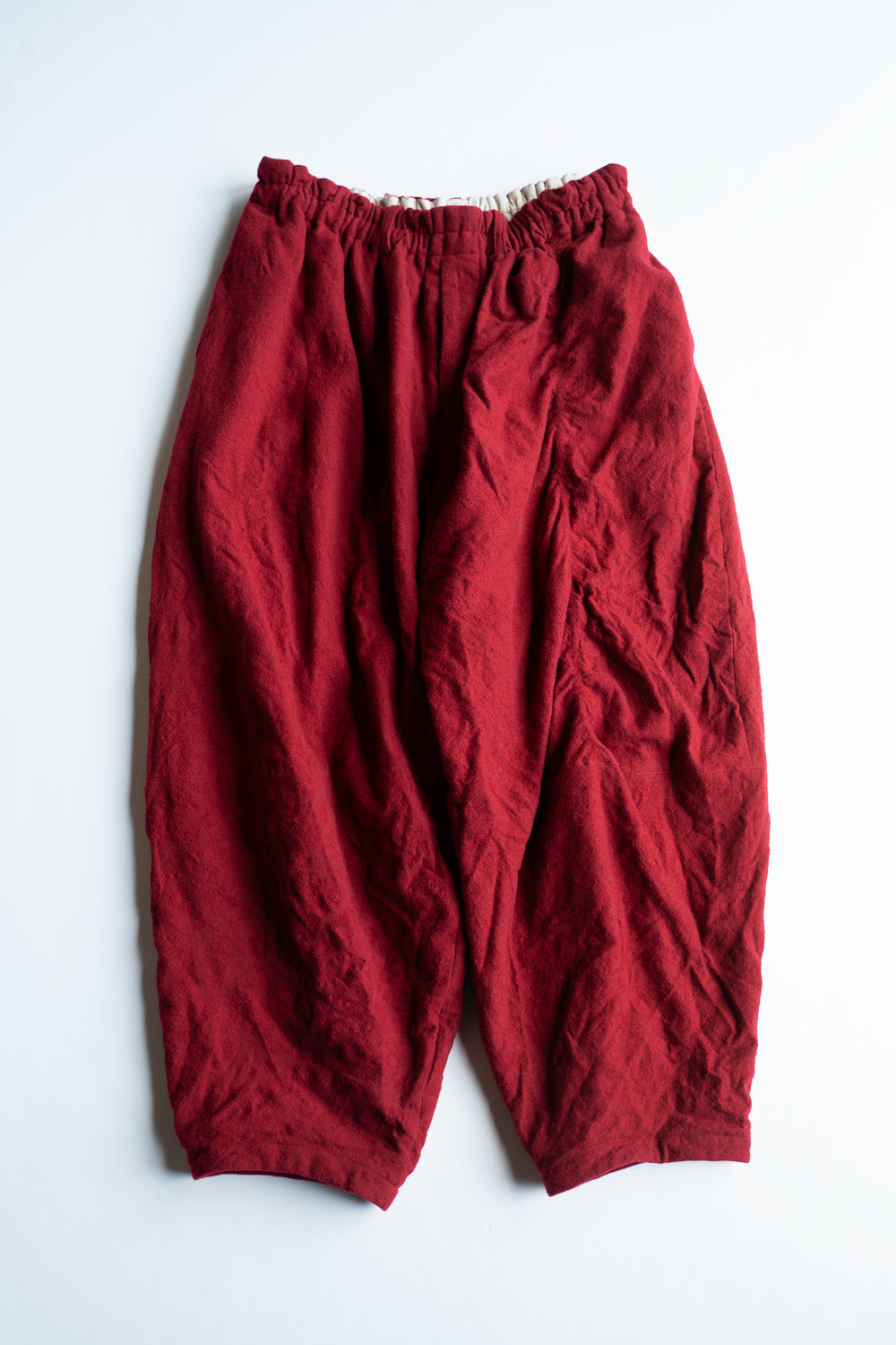 【ラスト1点】Randomly Felted Fabric Circle Pants//ランダムリーフェルトファブリックサークルパンツ（RED）