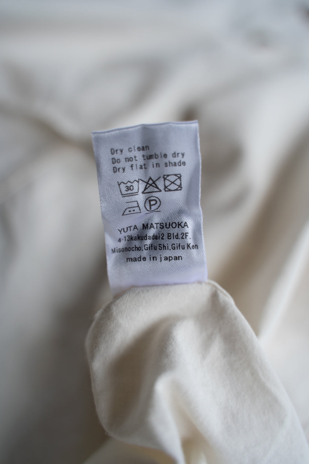 【ラスト1点】Broadcloth Cotton Collarless Shirt/ブロードクロスコットンカラーレスシャツ（OFF WHITE）