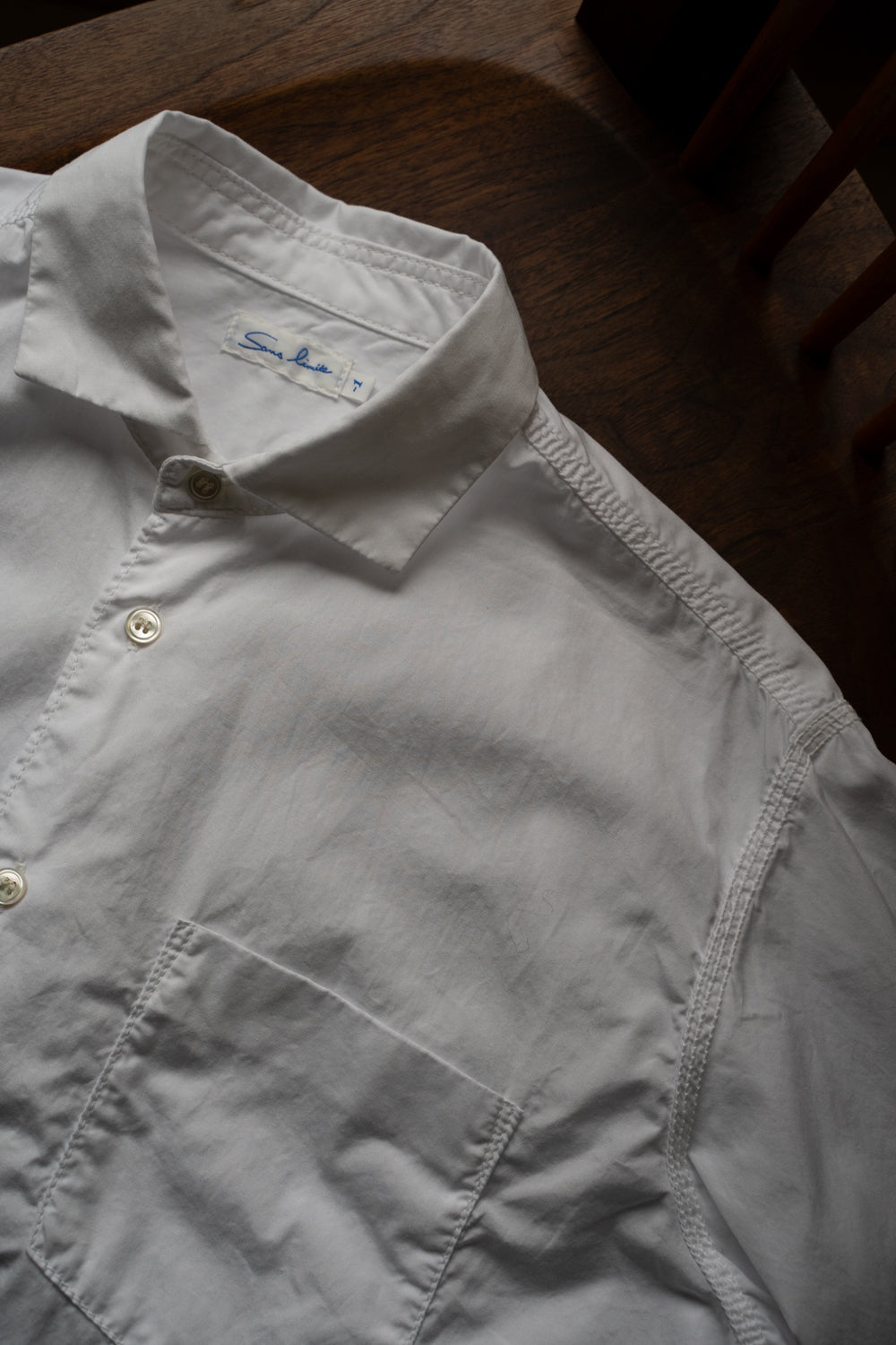 Sans limite/サンリミット】SH04B ボックスワイド3本針シャツ（WHITE）
