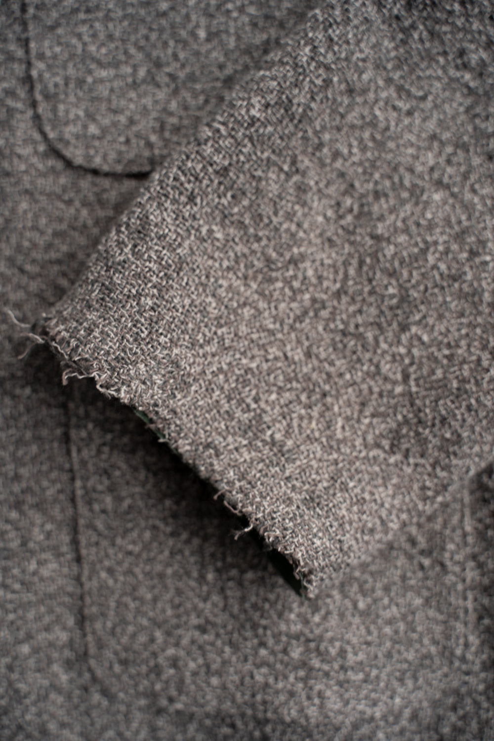 【ラスト1点】Special Twisted Yarn Fabric Collarless Jacket/スペシャルツイステッドヤーンファブリックカラーレスジャケット（LIGHT BROWN）