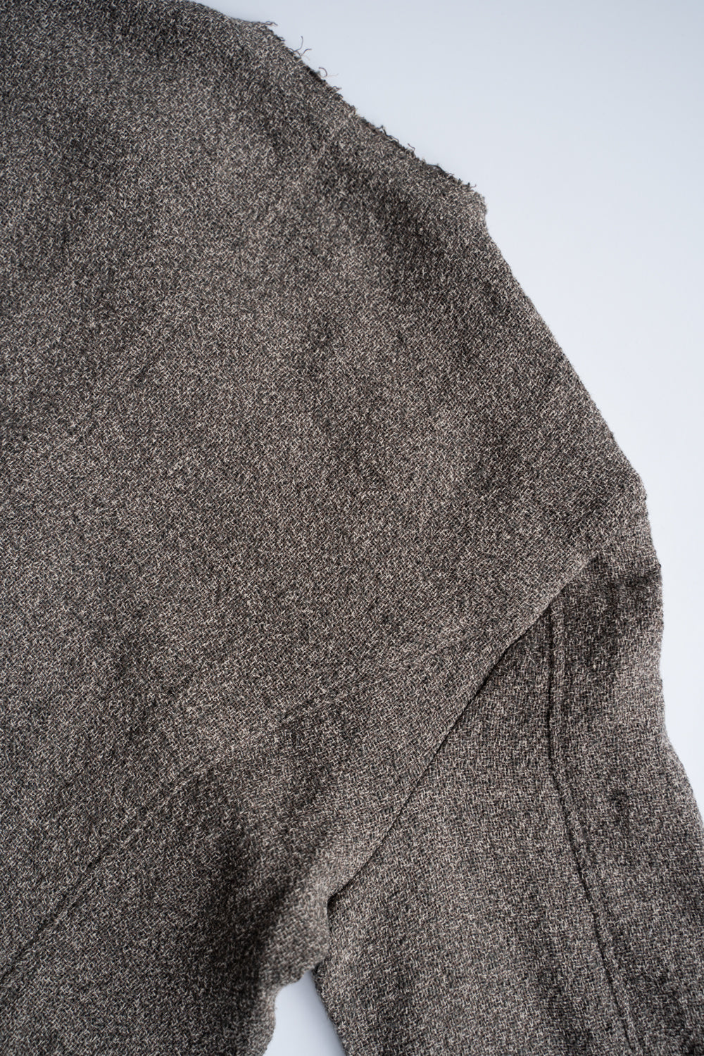 【ラスト1点】Special Twisted Yarn Fabric Collarless Jacket/スペシャルツイステッドヤーンファブリックカラーレスジャケット（LIGHT BROWN）