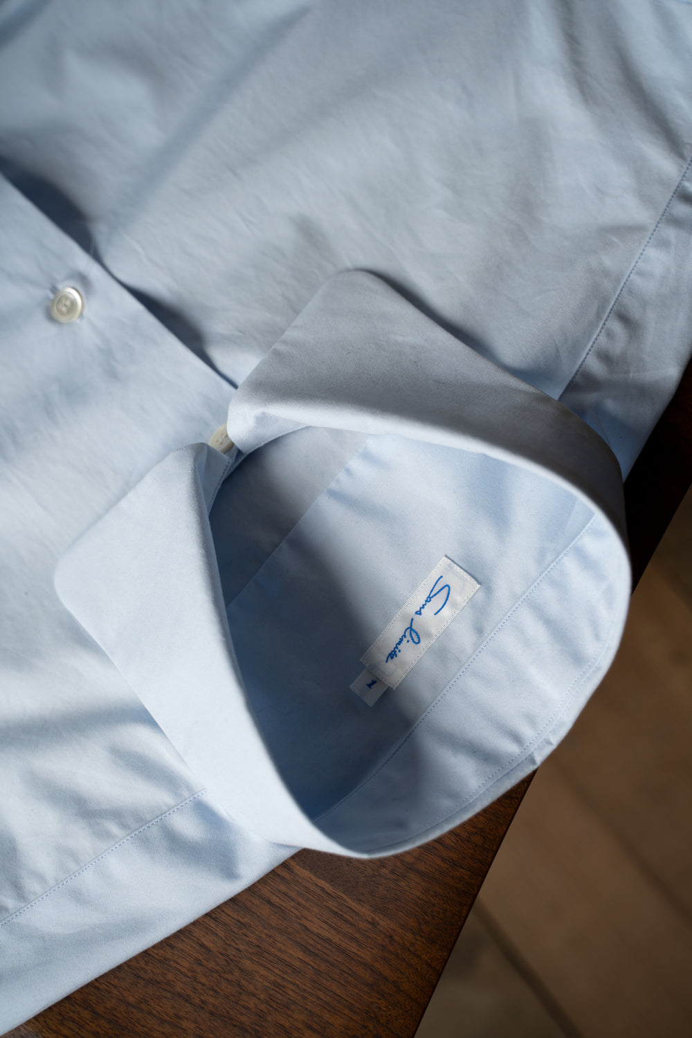 【ラスト１点】SH04B ブロードボックスNEWワイドカラーシャツ（SAX）